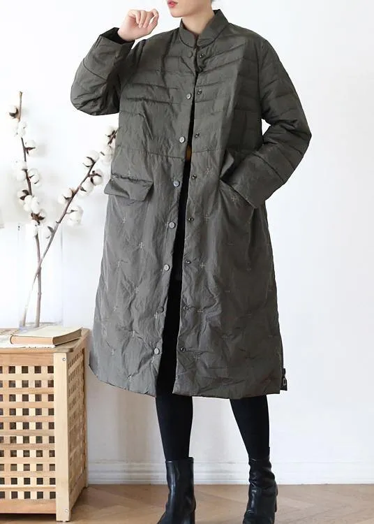 2021green down jacket woman casual stand collar women parka warm Casual winter outwear