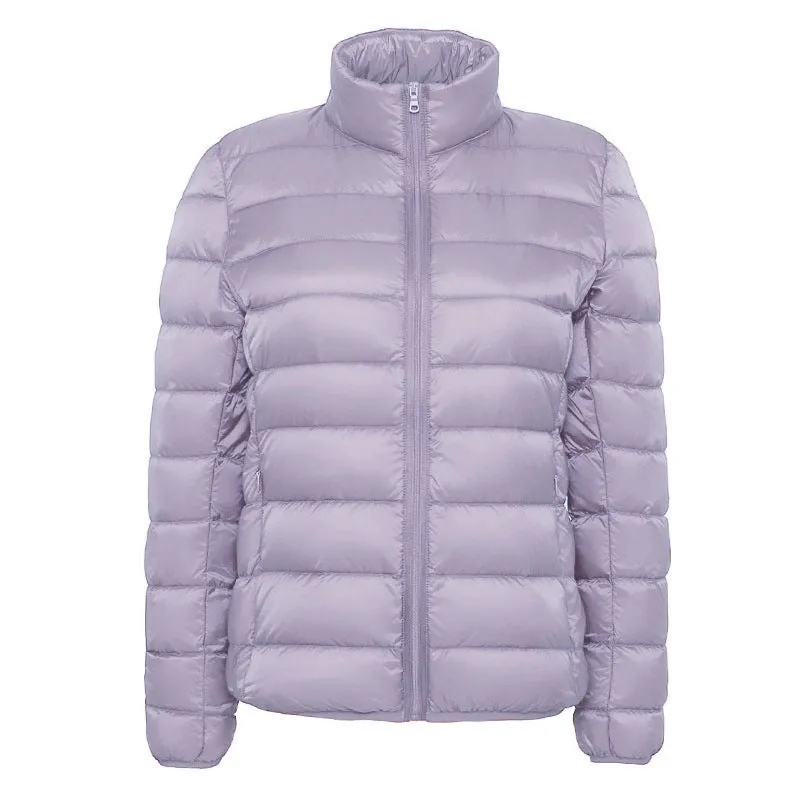 2024 autumn and winter new Korean version stand-up collar light down jacket women's short large size casual warm jacket 90 white duck down