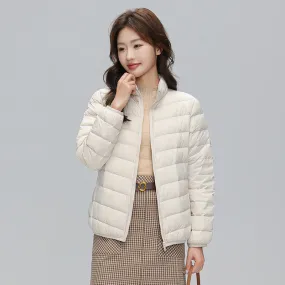 2024 autumn and winter new Korean version stand-up collar light down jacket women's short large size casual warm jacket 90 white duck down