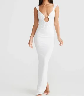 A&A V-neck Slip Backless Evening Maxi Dress