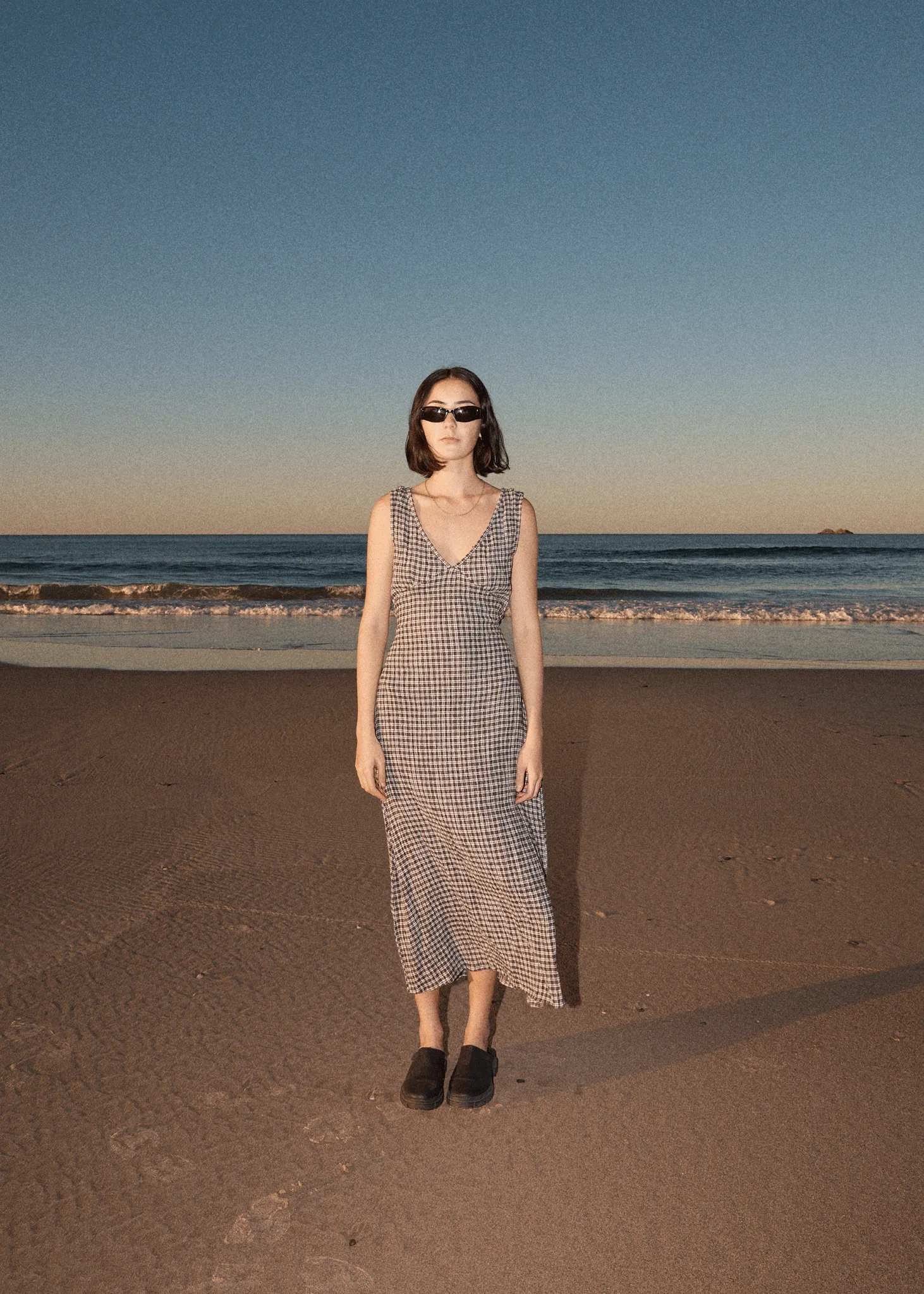 AFENDS Womens Asta - Seersucker Maxi Dress - Steel Check