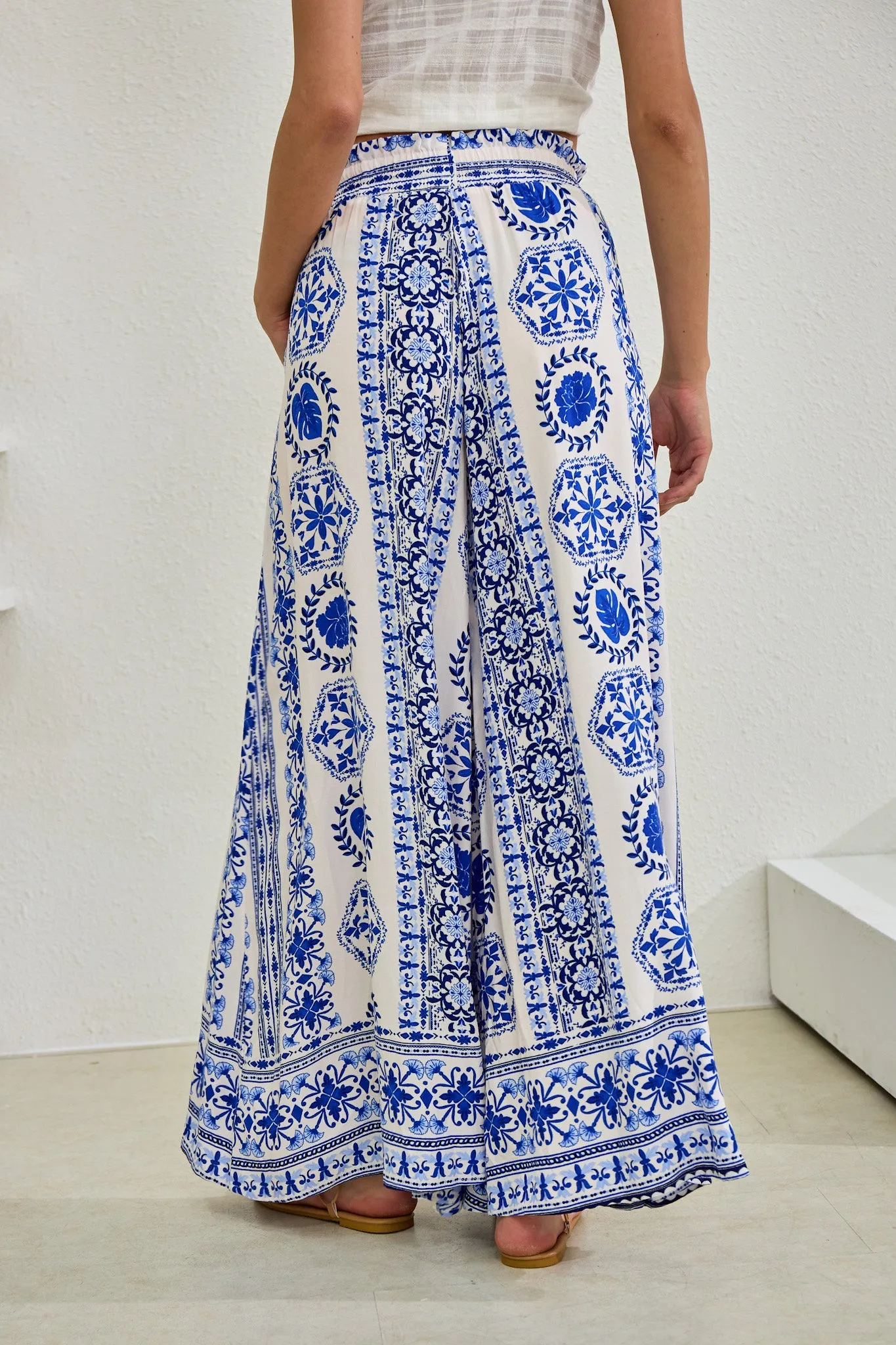 Amara Blue Boho Wide Leg Pants