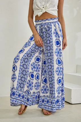 Amara Blue Boho Wide Leg Pants