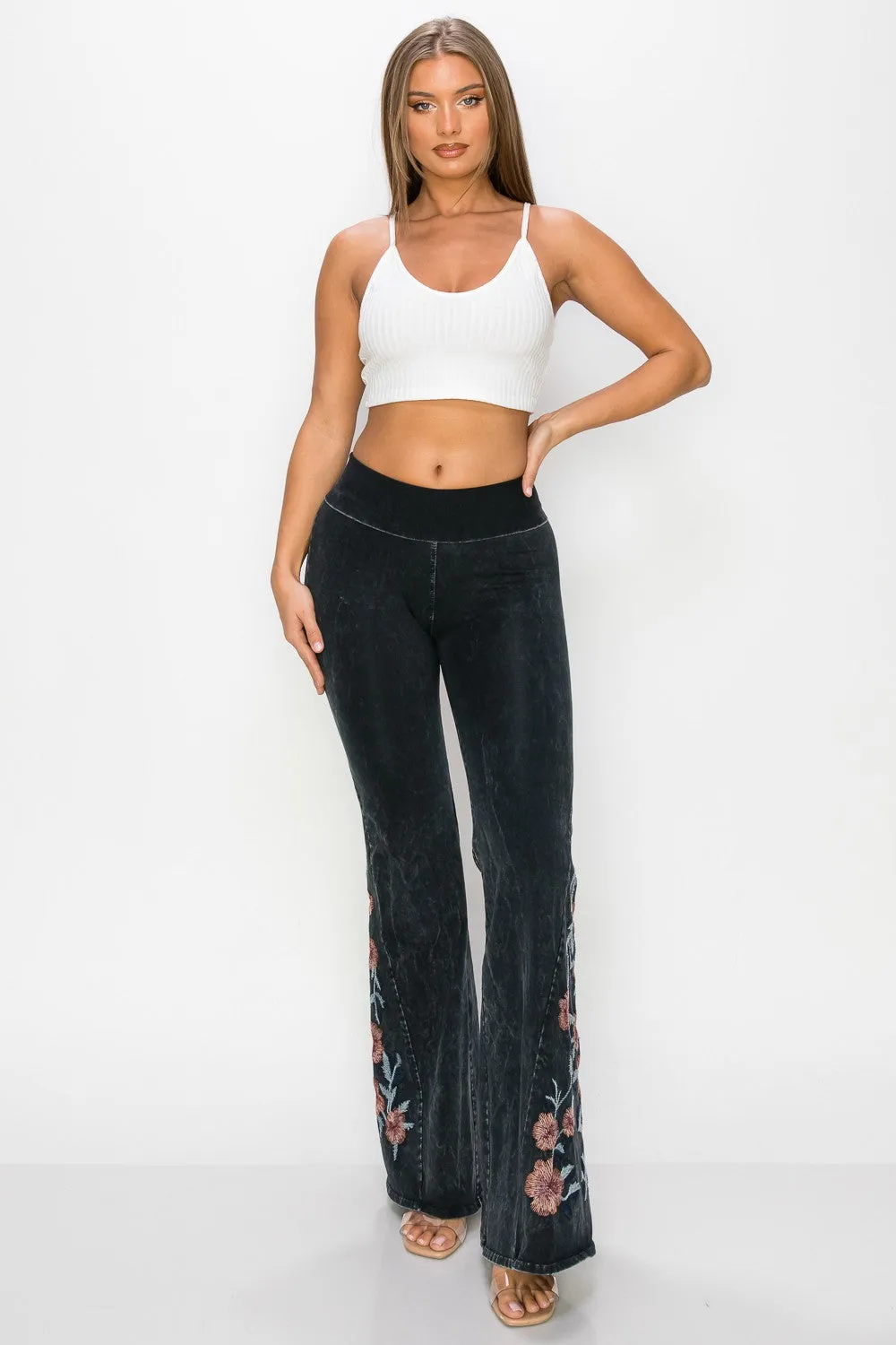 Amazing Bell Bottoms with Floral Embroidery