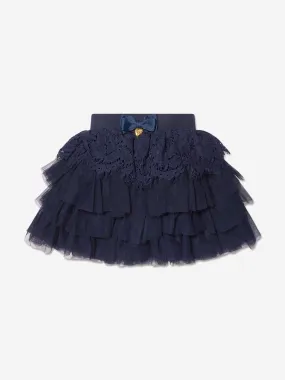 Angels Face Girls Tulle And Lace Trim Kamma Skirt in Navy