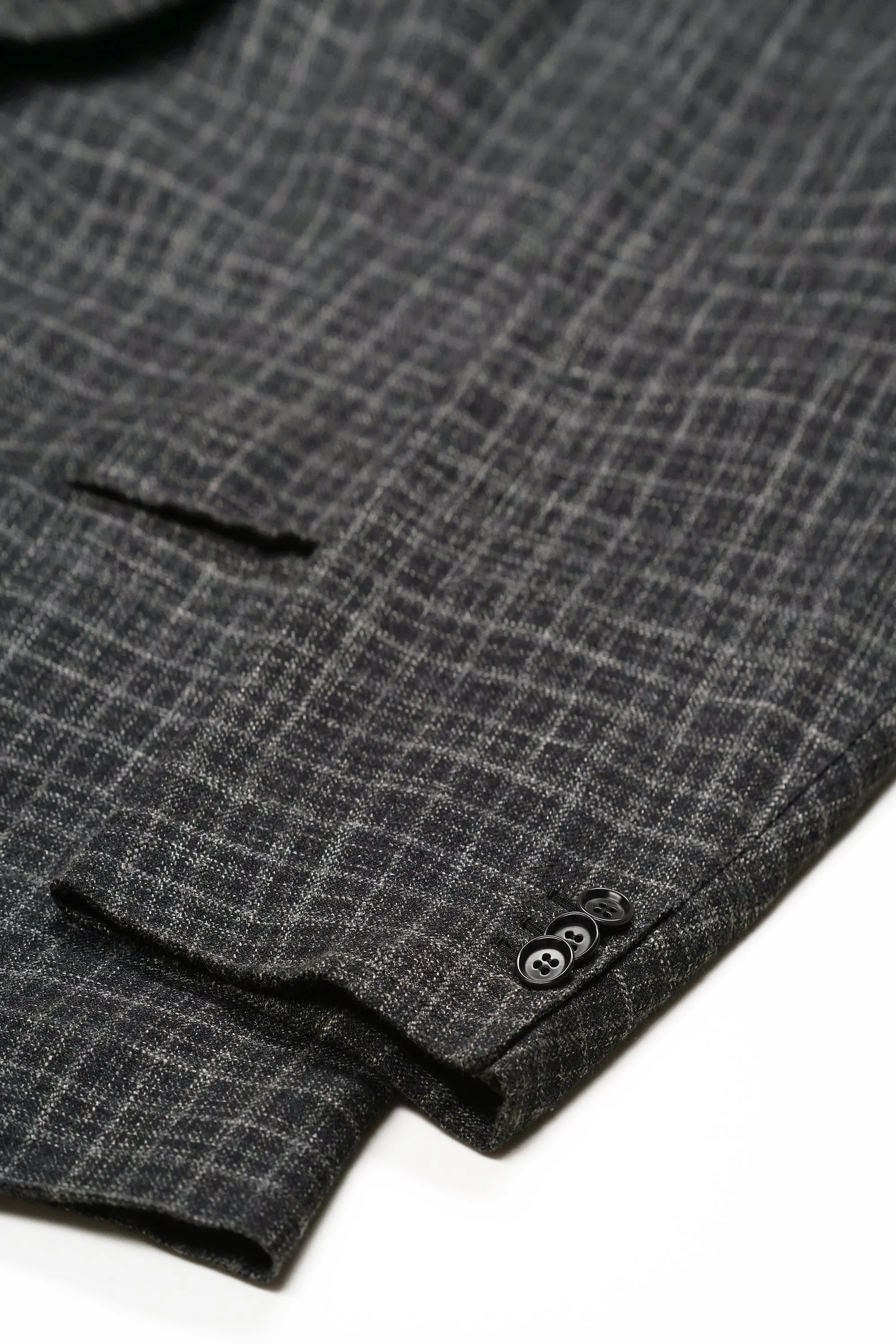 Anglofilo Charcoal/White Check Wool Silk Linen Sport Coat