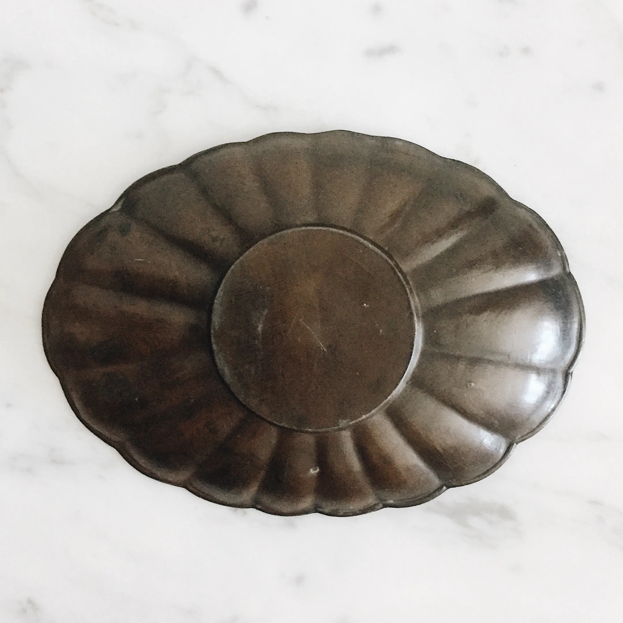 Antique Japanese Bronze Daisy Dish