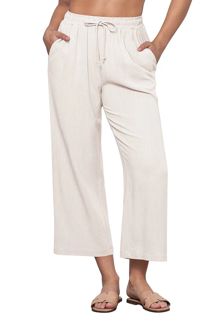 Apricot Women's Brief High Waist Trousers Elastic Waist Wide Leg Pants