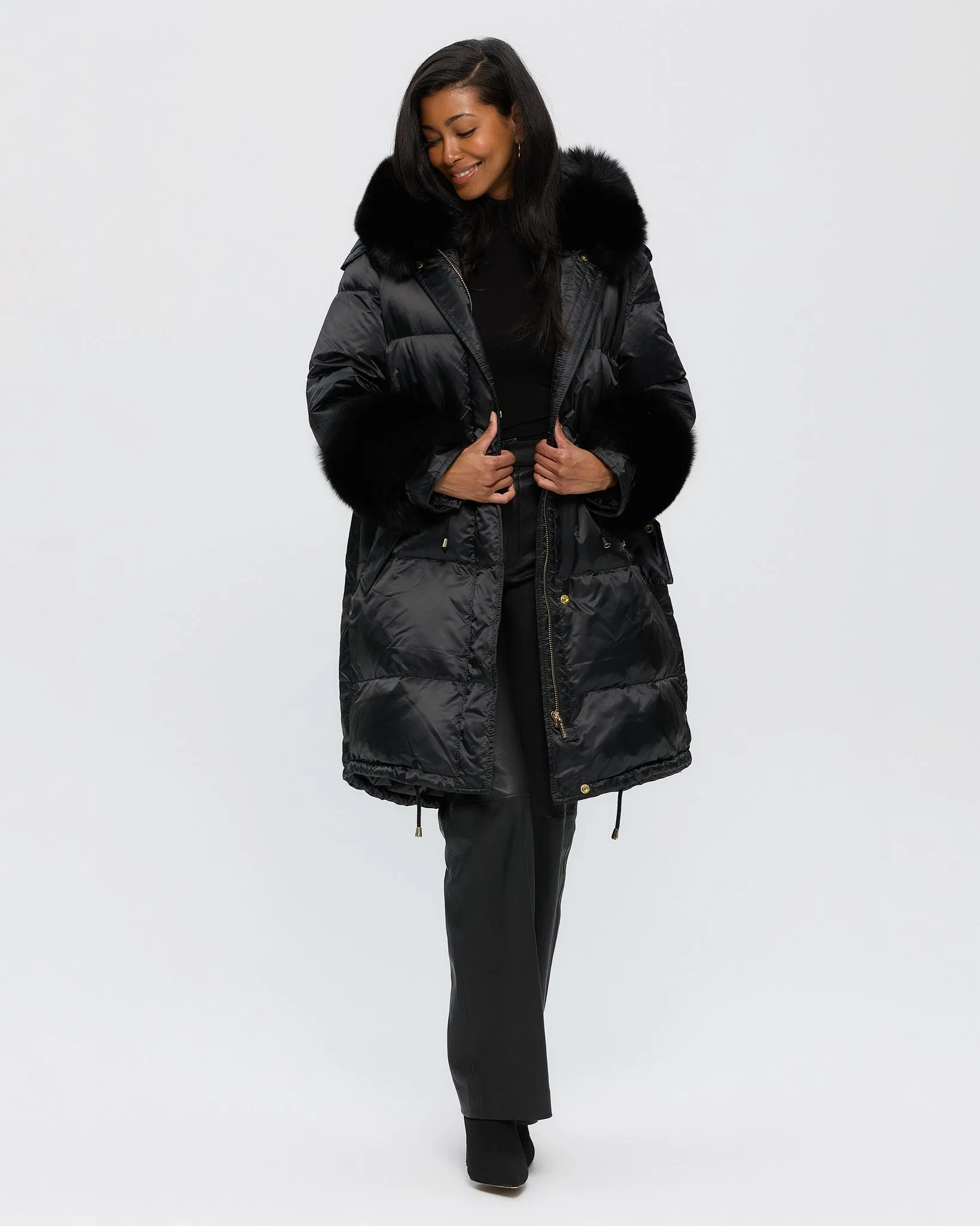 Après-Ski Jacket with Detachable Toscana Shearling Lamb Hood Trim & Toscana Shearling Lamb Cuffs