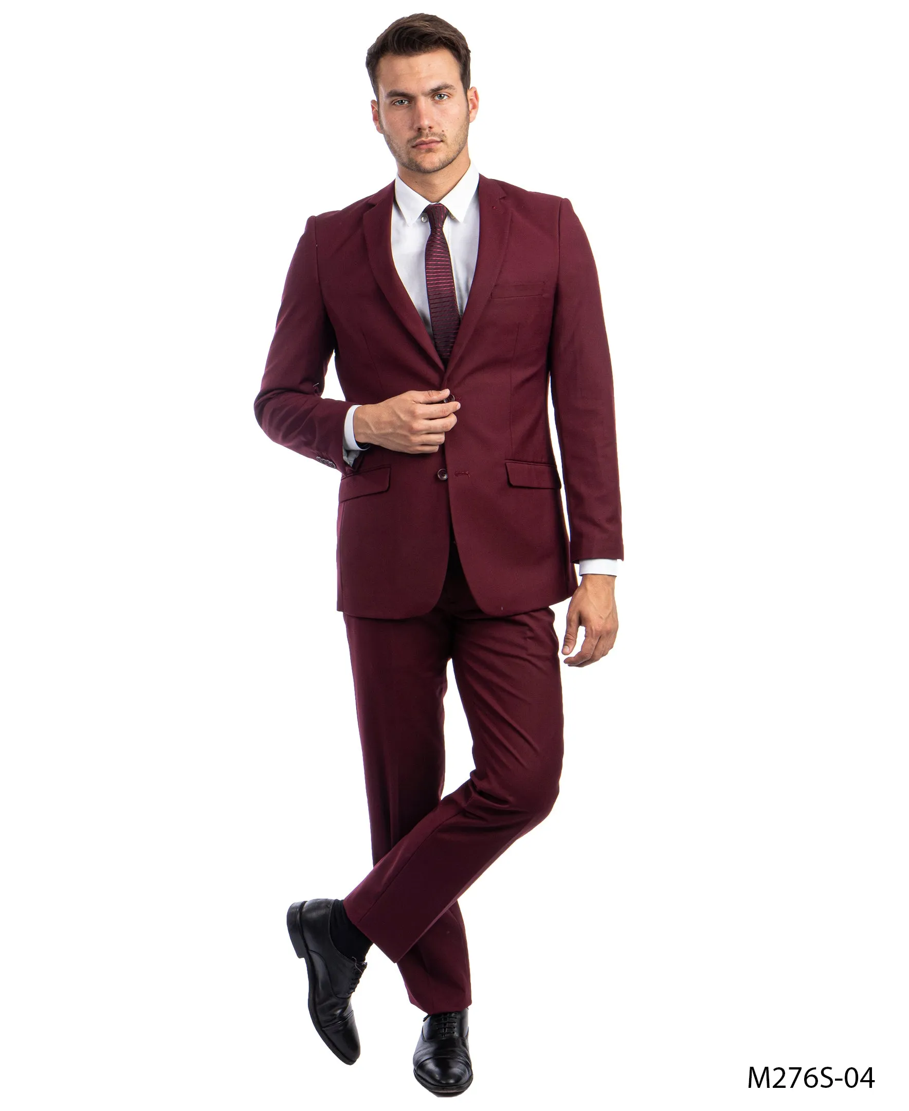 Azzuro Burgundy Suits 2 PC Slim Fit