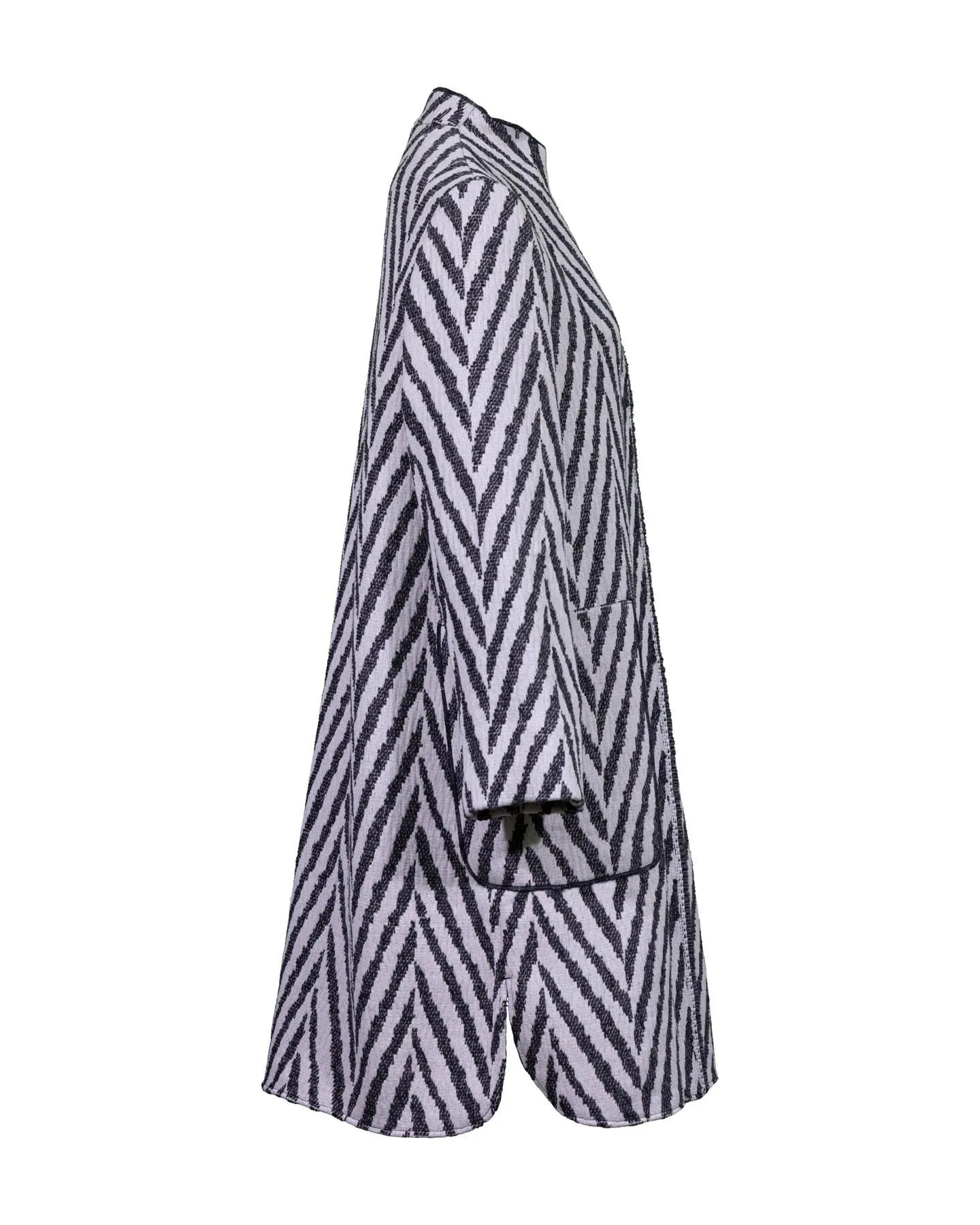 Black and White Chevron Overcoat