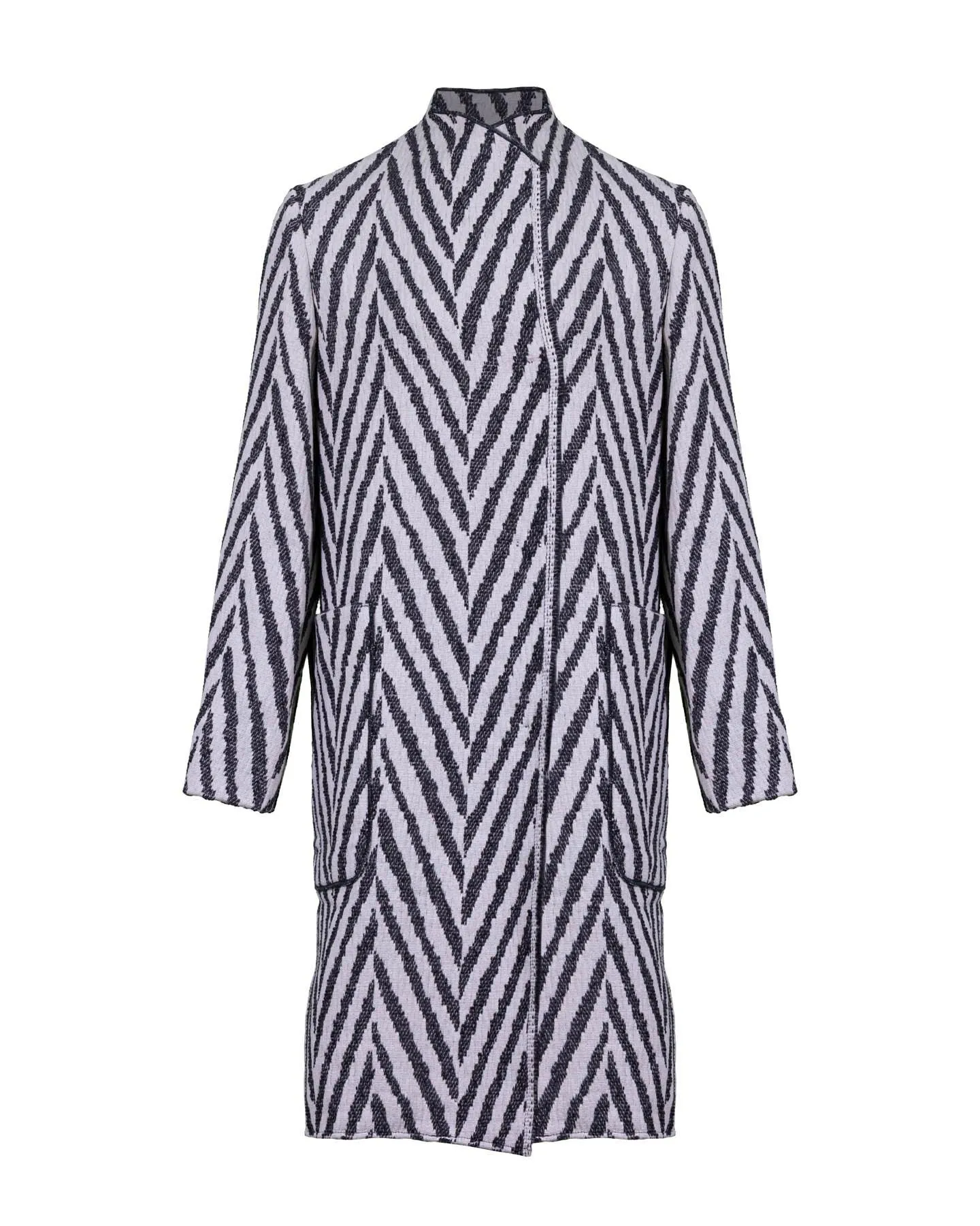 Black and White Chevron Overcoat