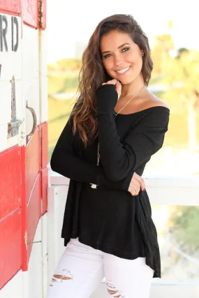 Black Long Sleeve Top with Thumb Holes