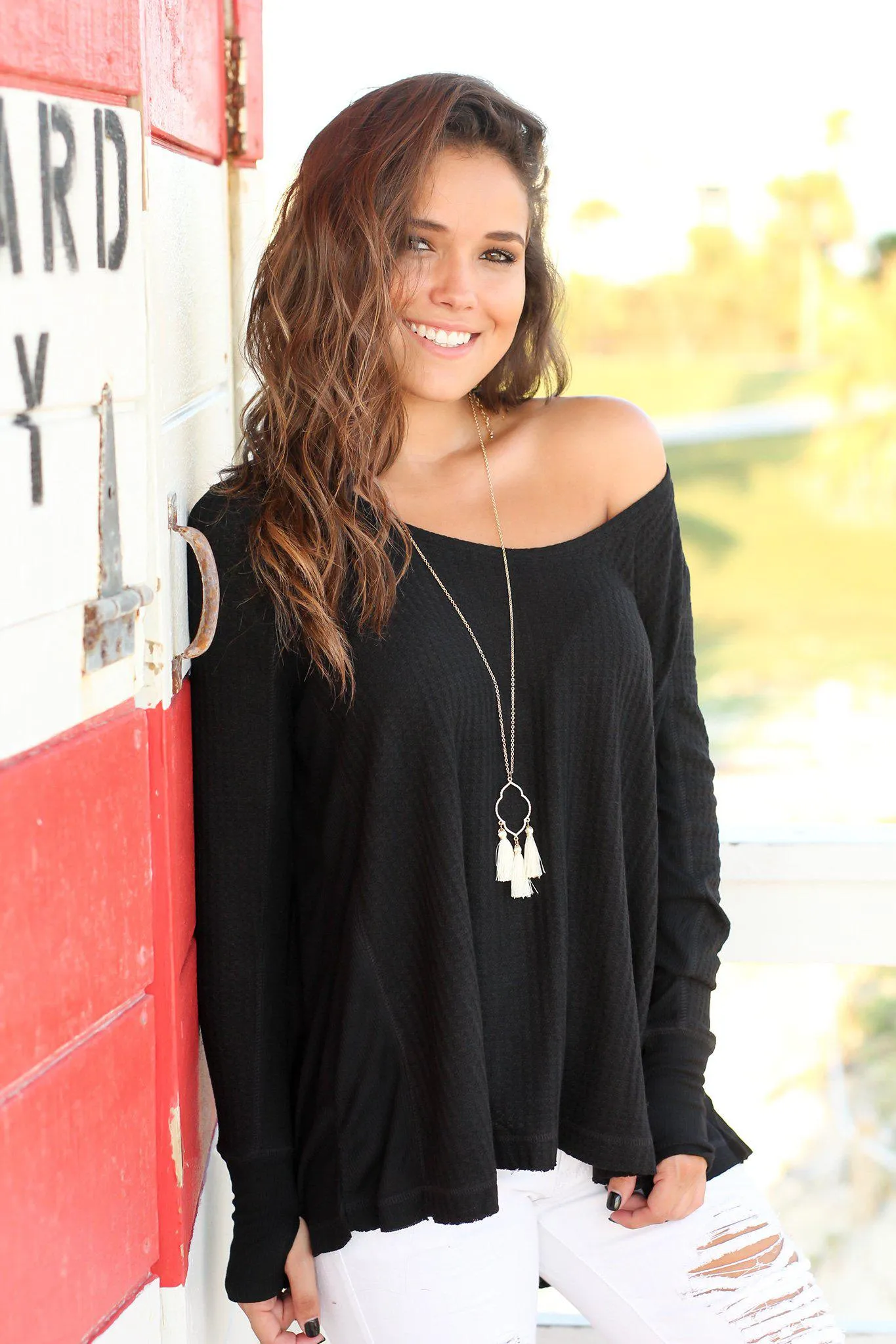 Black Long Sleeve Top with Thumb Holes