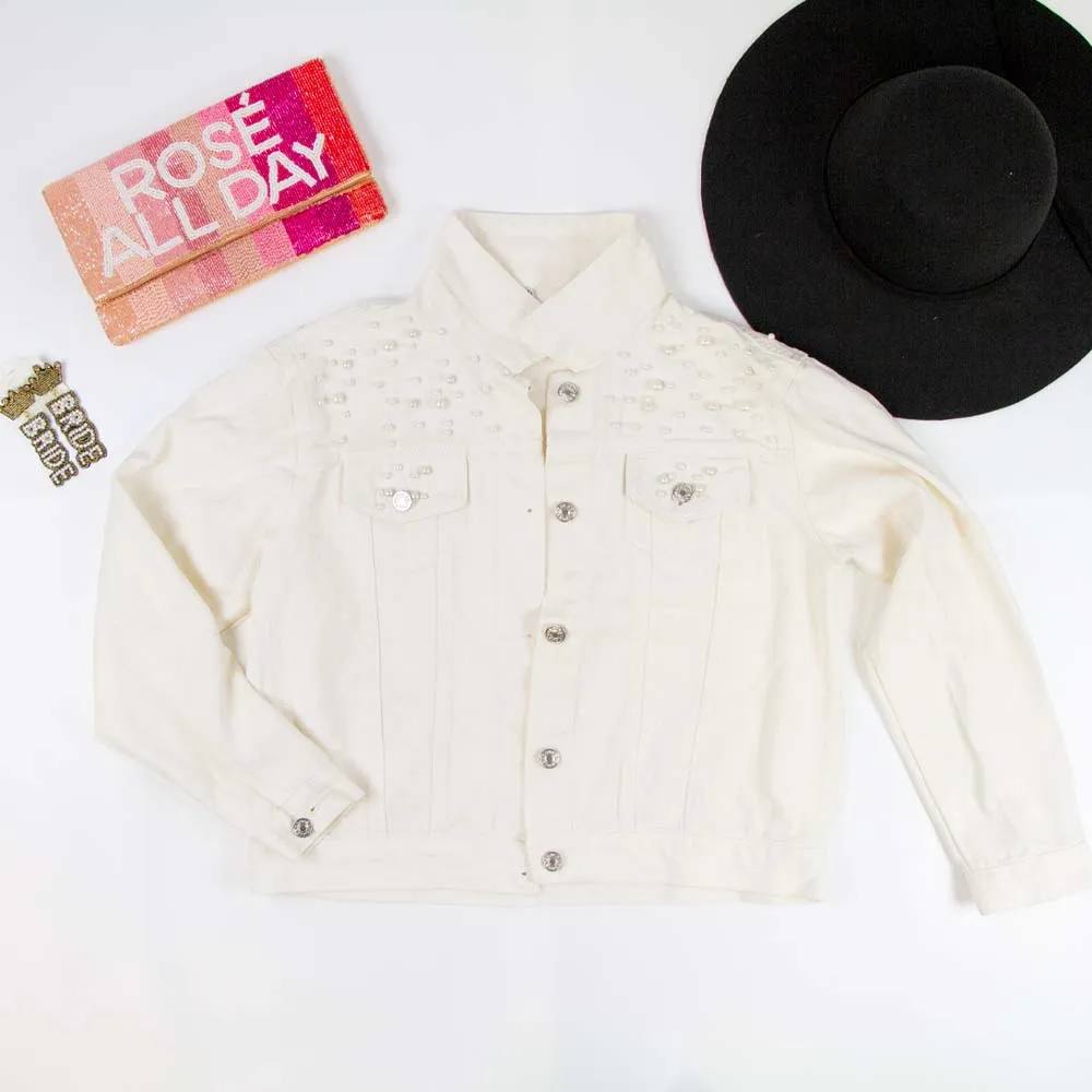 (Black Pearl) Bride Patch  Pearl Denim Jacket