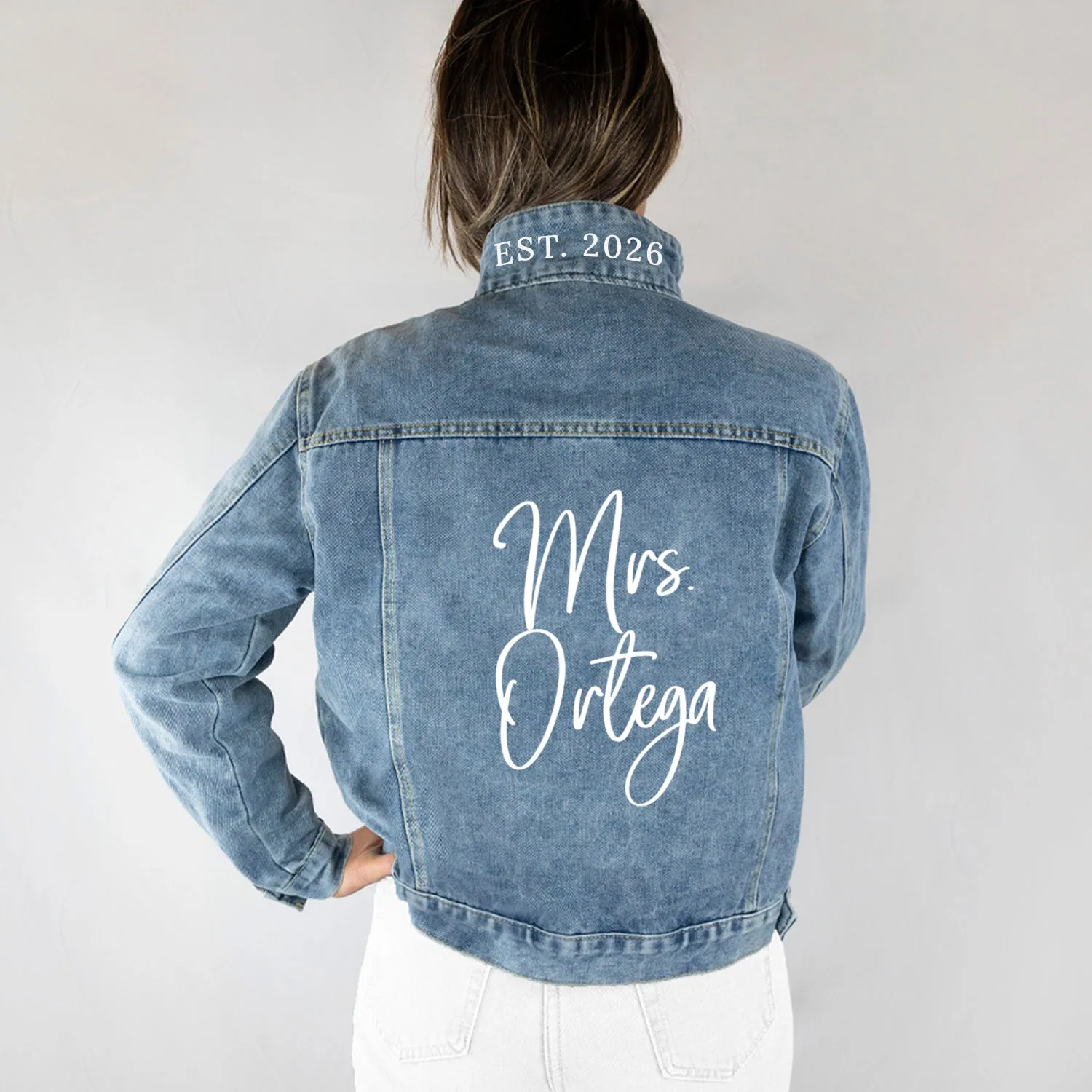 (Blue Denim) Personalized Jean Jacket for Bride