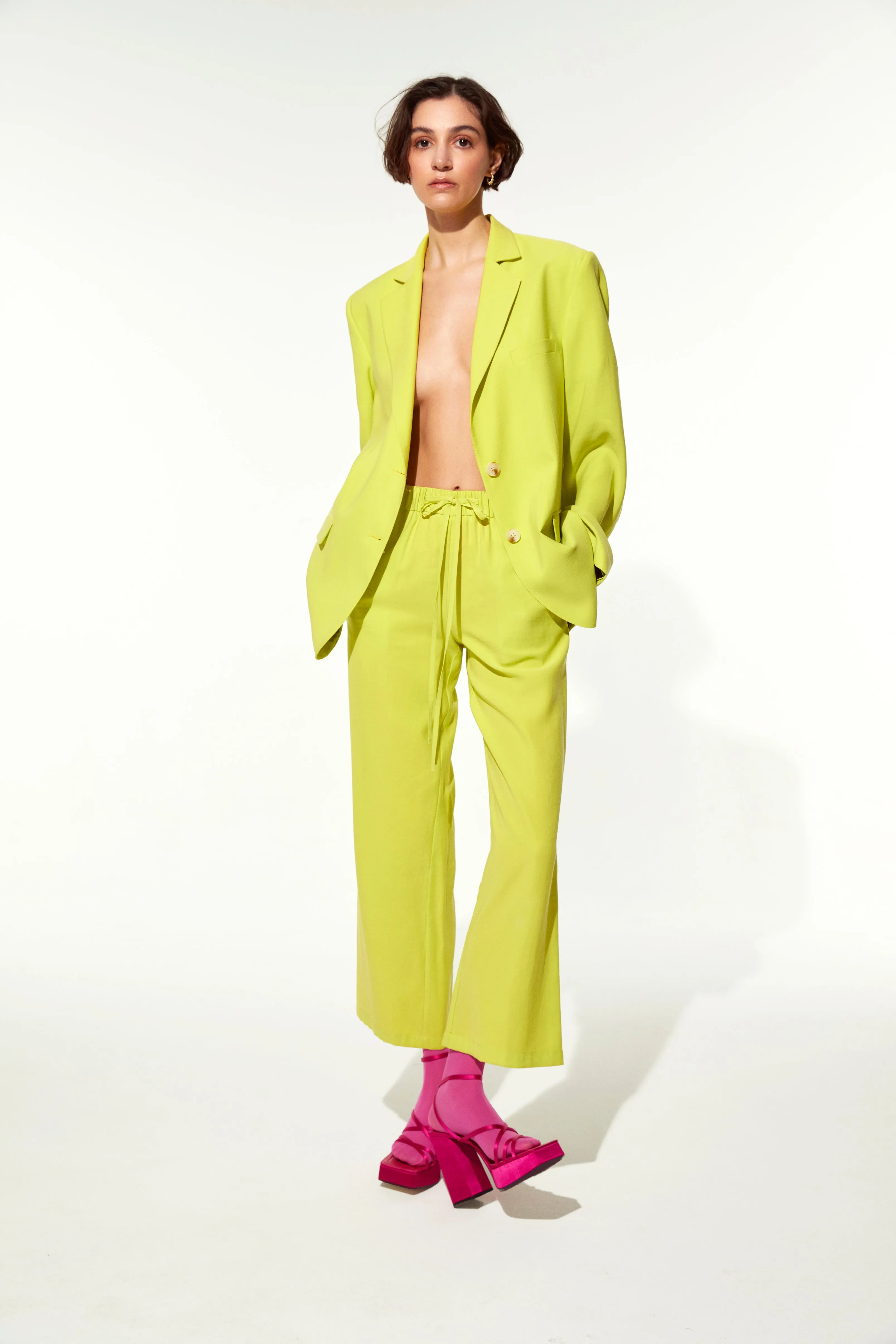 Boxy Oversize Blazer in Lime