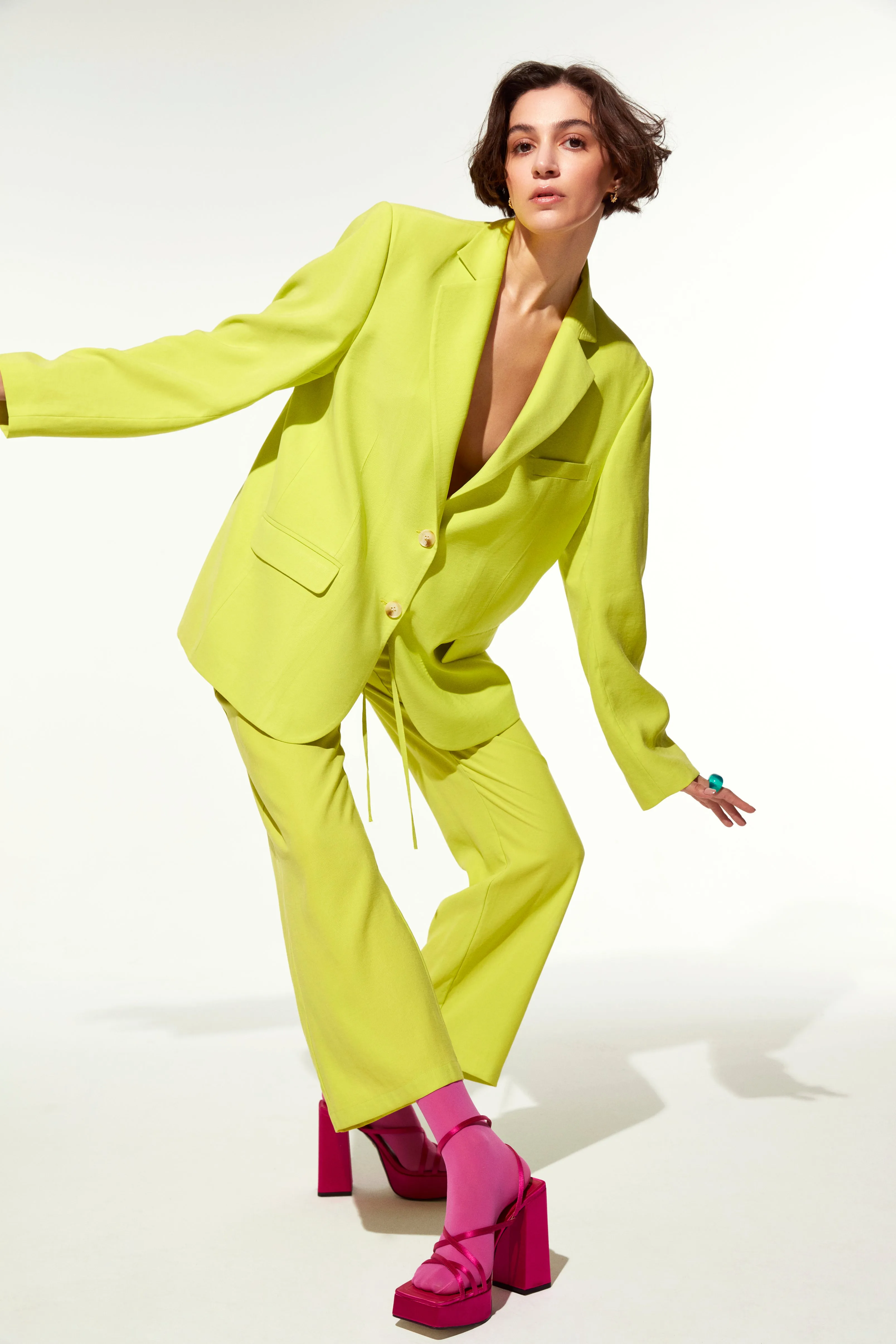 Boxy Oversize Blazer in Lime