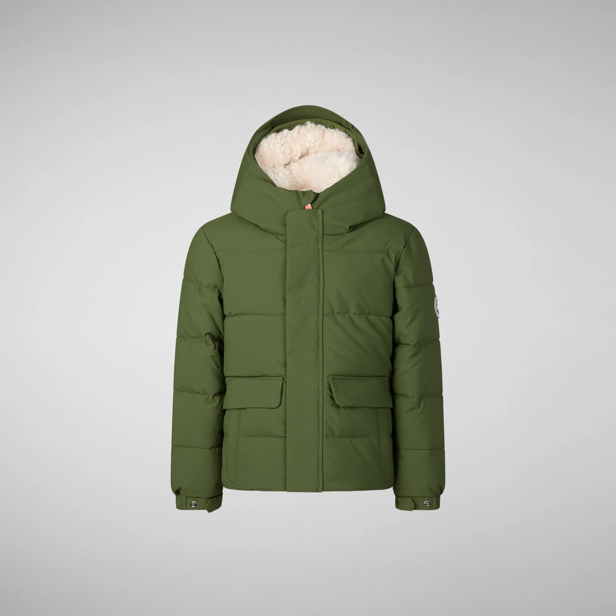 Boys' hooded parka Klaus in moss green