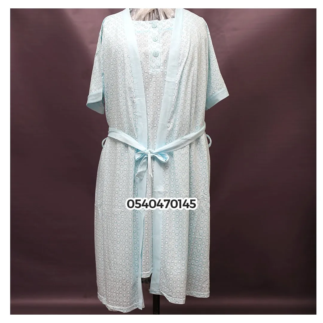 Breastfeeding Night Gown With Coat (Yimiasha, Love) Blue