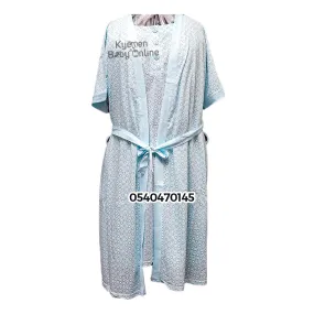 Breastfeeding Night Gown With Coat (Yimiasha, Love) Blue