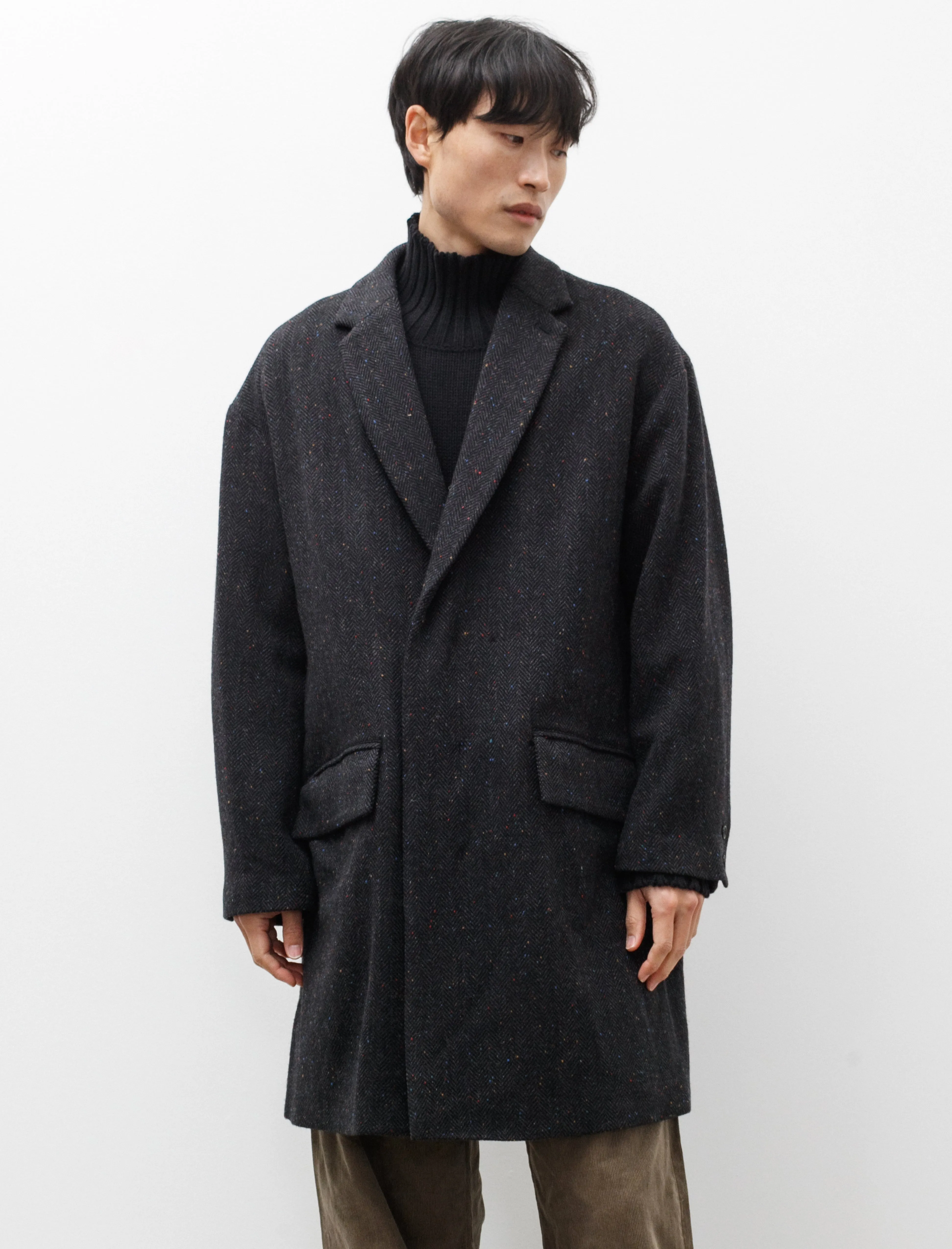 Caban Coat B Dark Charcoal Wool