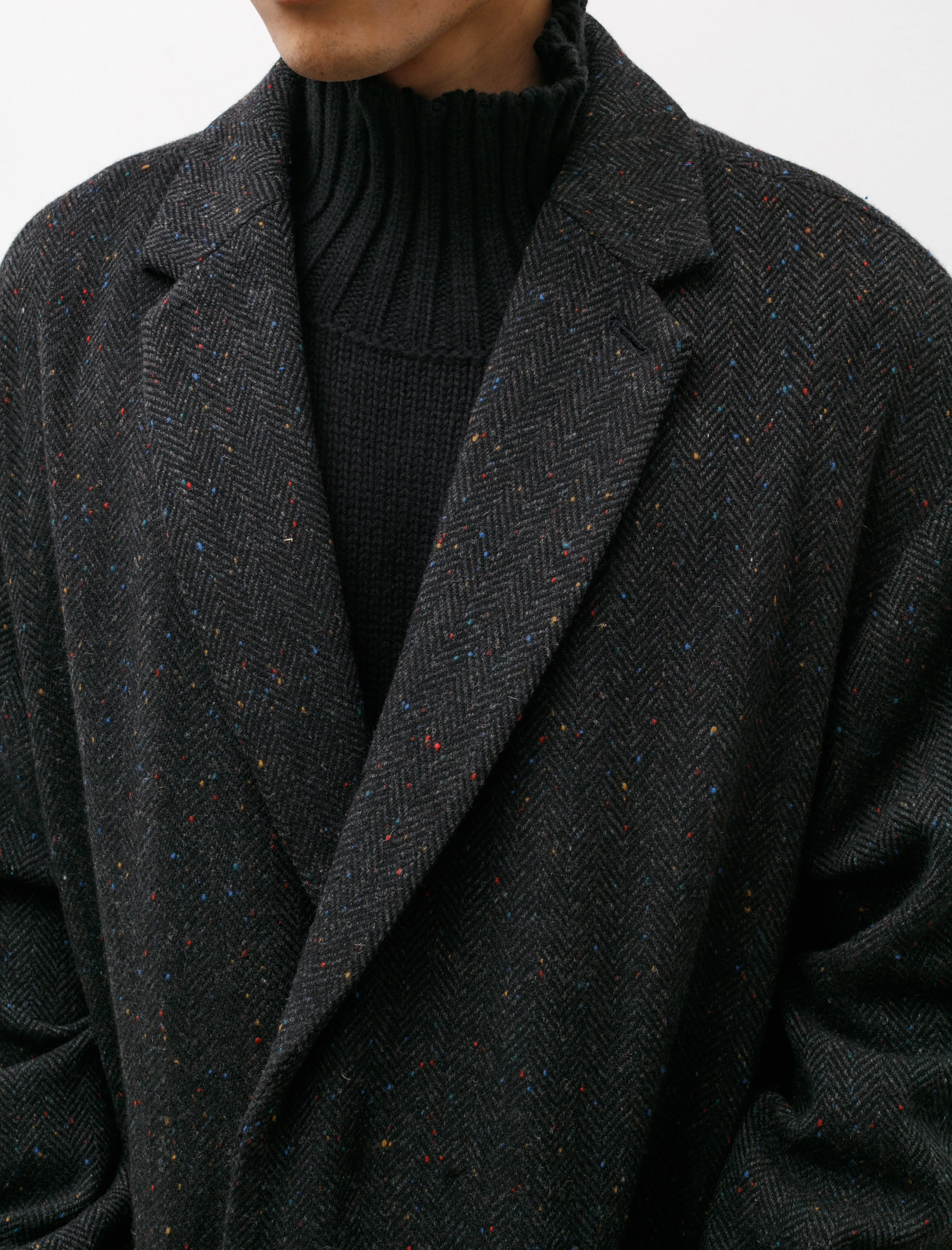 Caban Coat B Dark Charcoal Wool