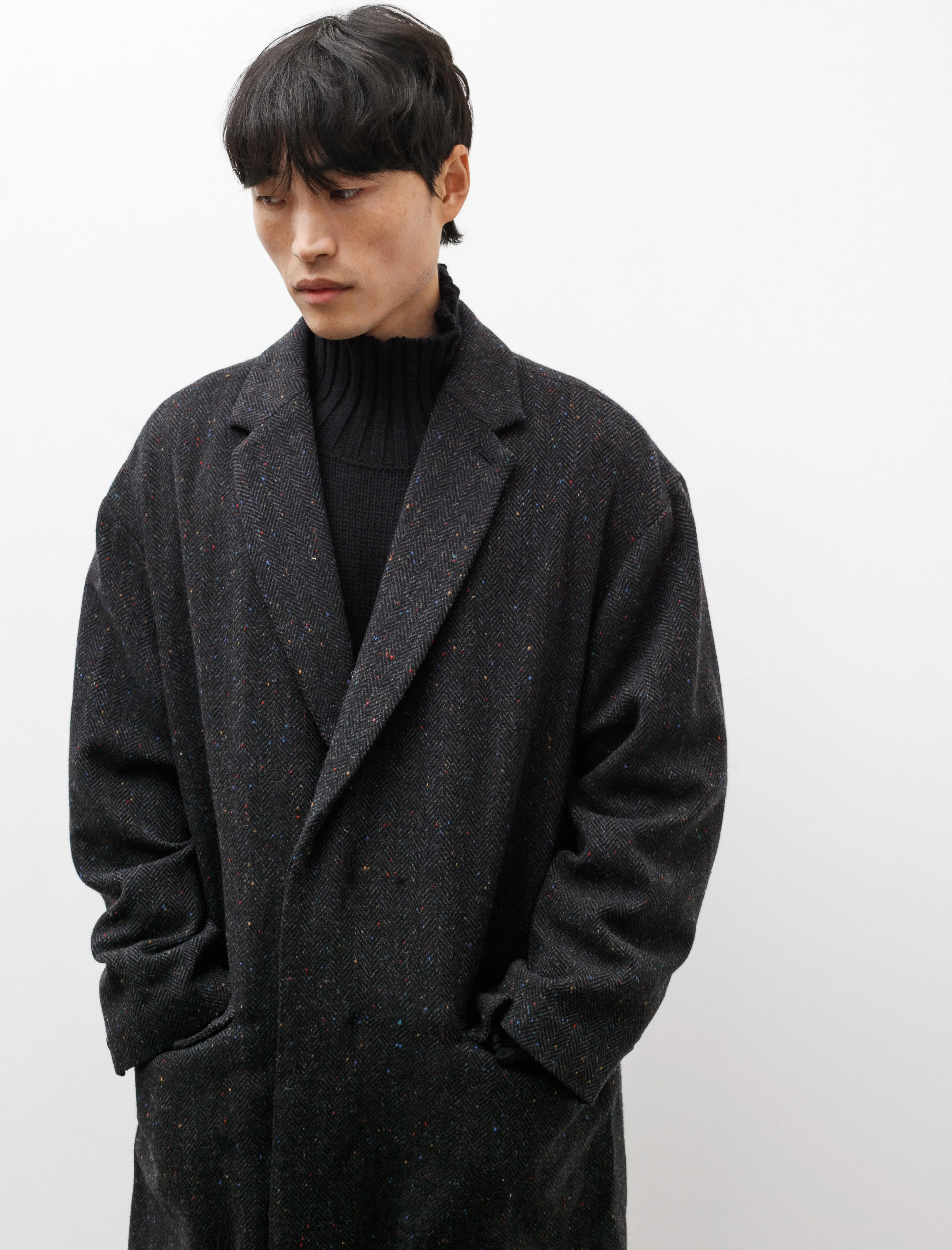 Caban Coat B Dark Charcoal Wool