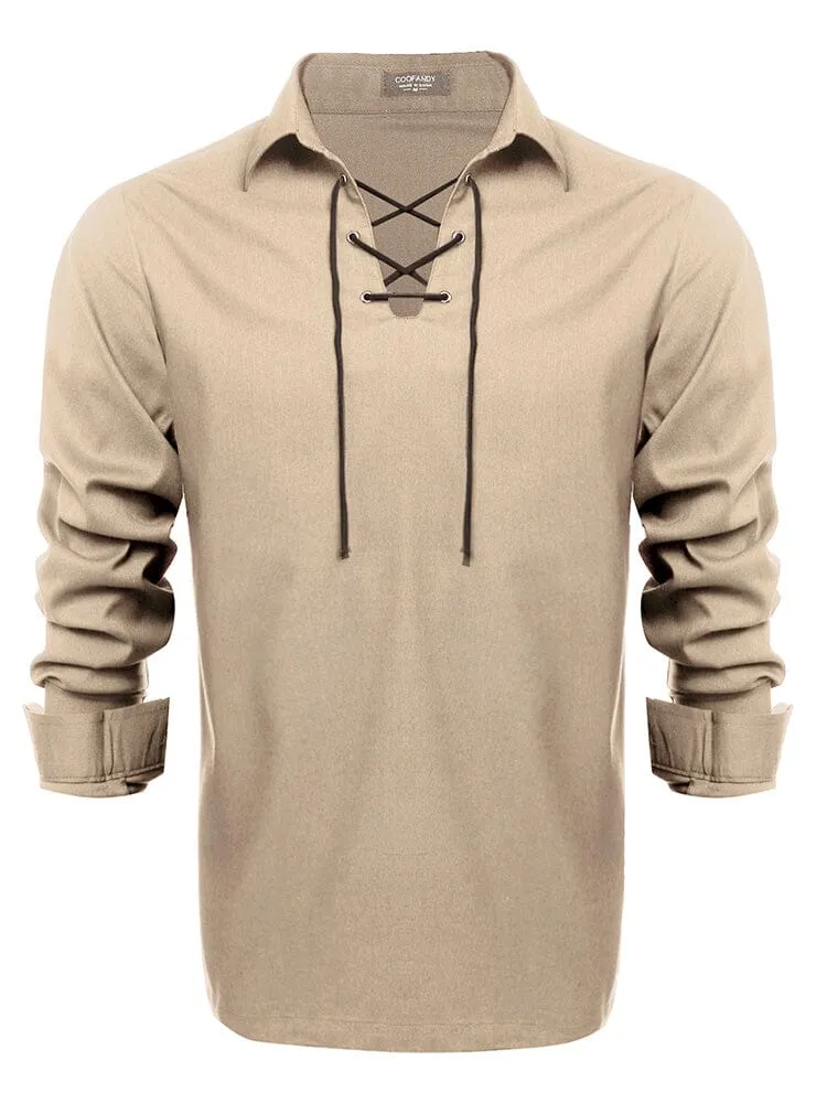 Casual Lace Up Henley Shirt (US Only)