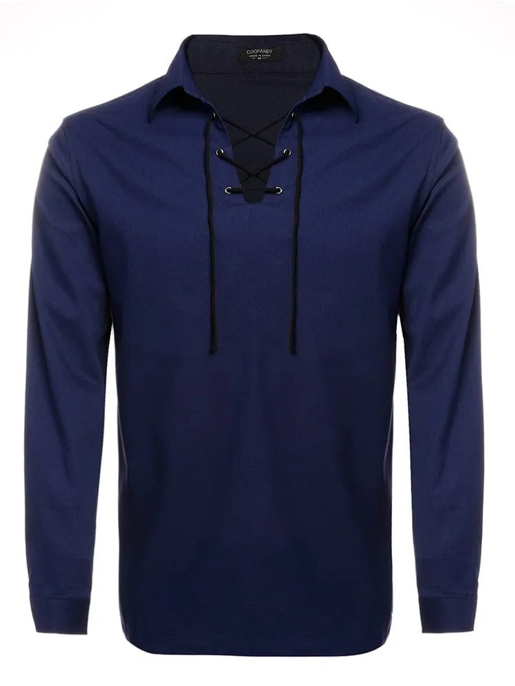 Casual Lace Up Henley Shirt (US Only)