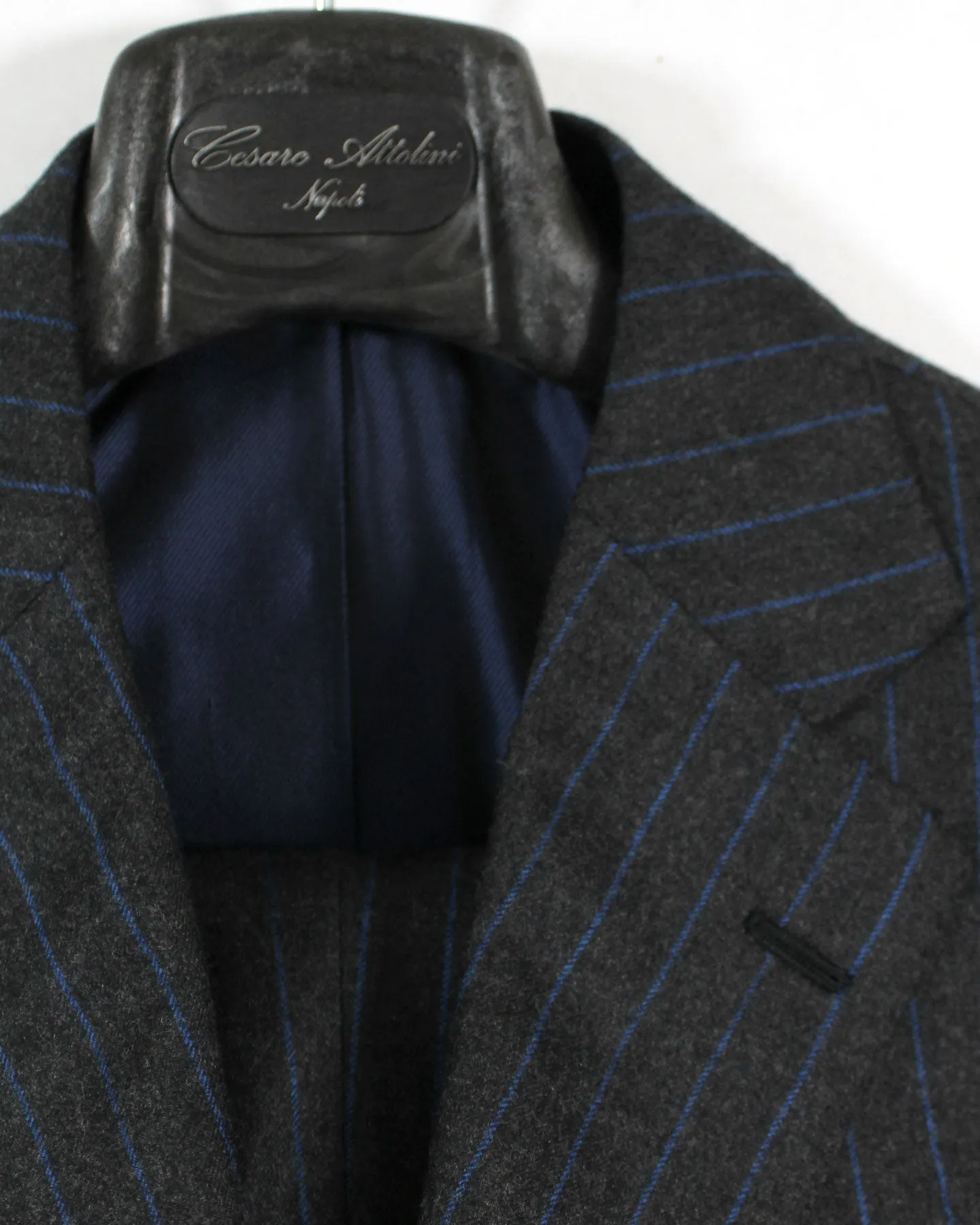 Cesare Attolini Suit Gray Royal Blue Stripes - Pleated Pants EU 50/ US 40 SALE