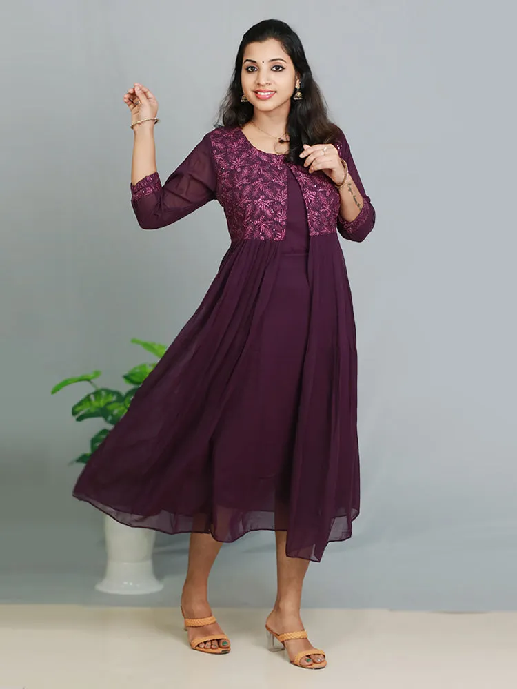 Chic Georgette Maternity Dress with Flare Overcoat - Only ₹729