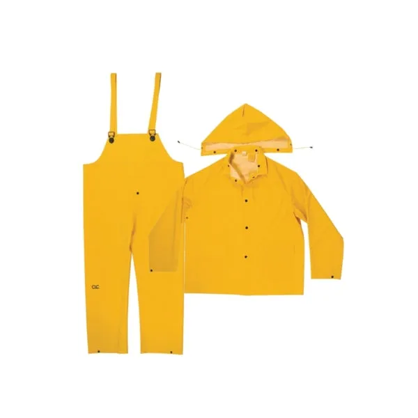 CLC R101M Rain Suit, M, PVC, Yellow, Detachable Collar