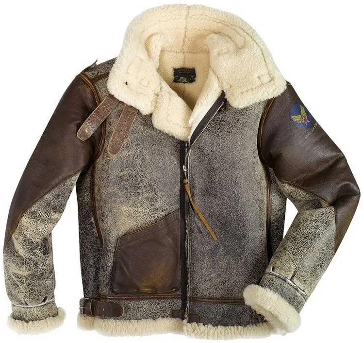 Cockpit USA Mens 100 Mission B-3 Sheepskin Bomber Jacket