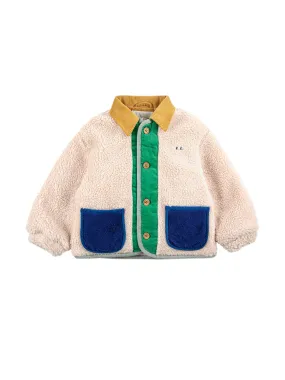 Colour-block beige shearling jacket