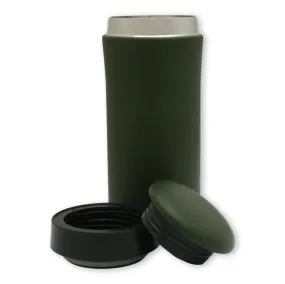 Dark Green Travel Flask With Lid Compartment