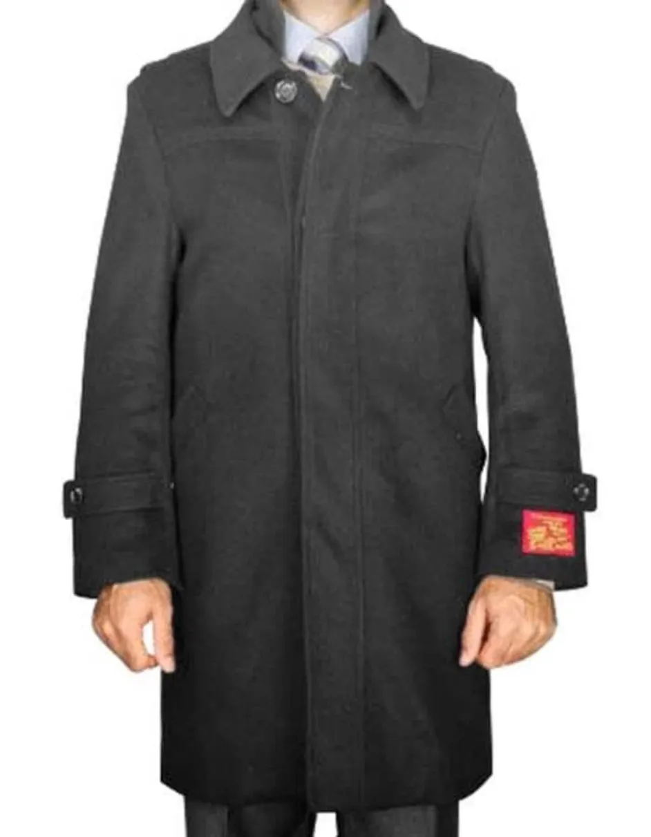 Dark Grey Wool / Blend Modern Coat - Mens Overcoat