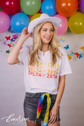 Delta Zeta Rainbow Hang Loose Notch Tee