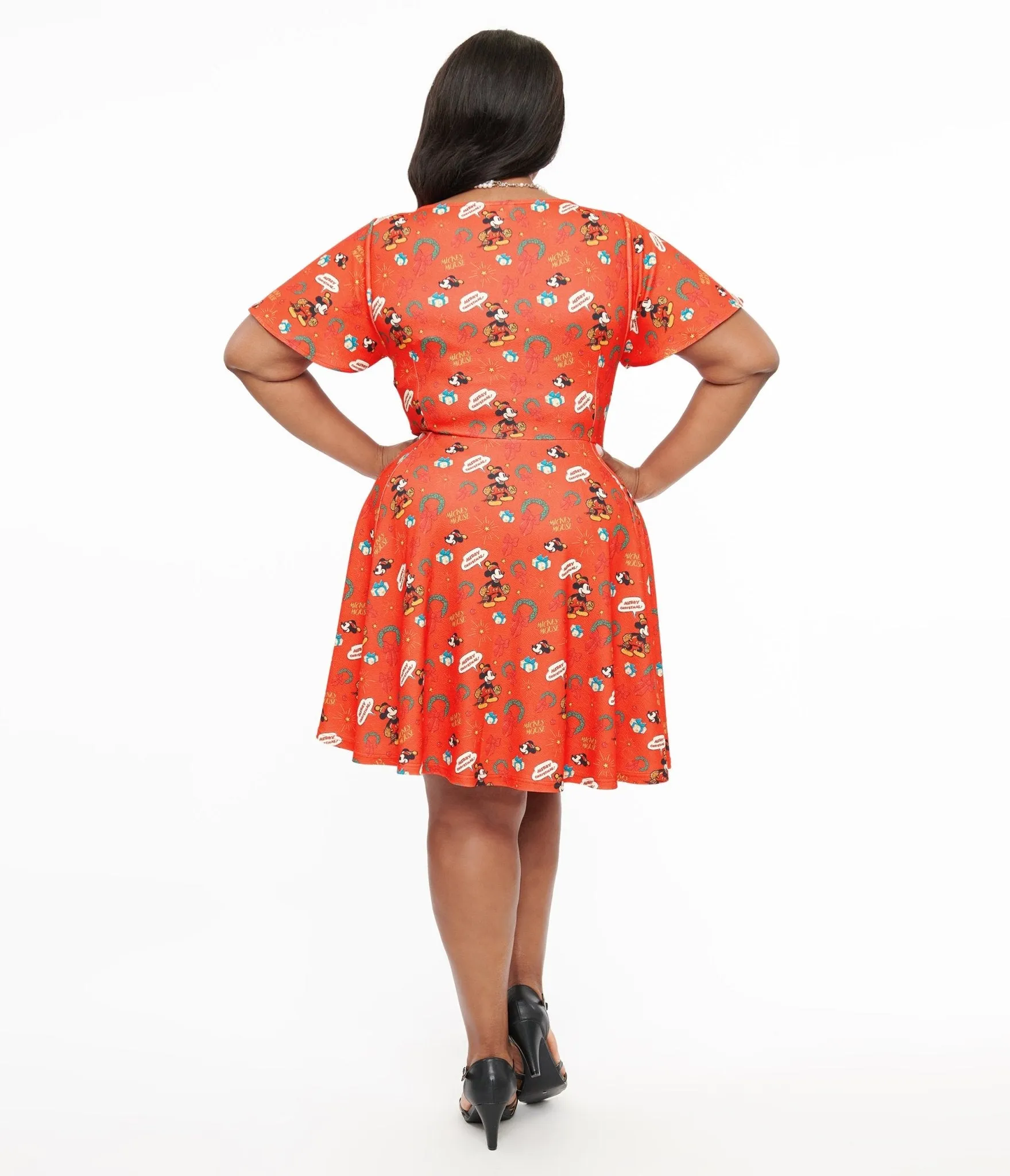 Disney Holiday Collection by Unique Vintage Plus Size Mickey Christmas Fit & Flare Dress