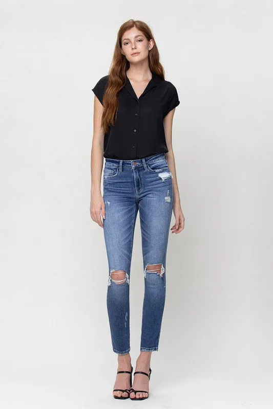 DISTTRESSED MID RISE ANKLE SKINNY