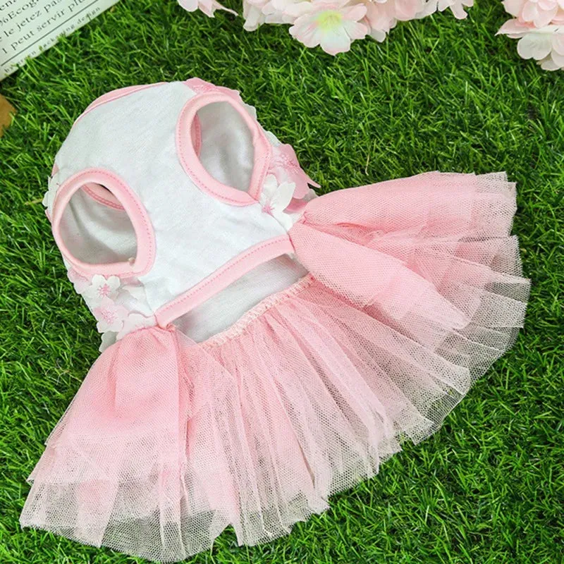 Dog Summer Dress Lace Chiffon Dress for Small Dogs Cat Lovely Floral Dress Pet Party Birthday Skirt Costumes Dog Wedding Dress