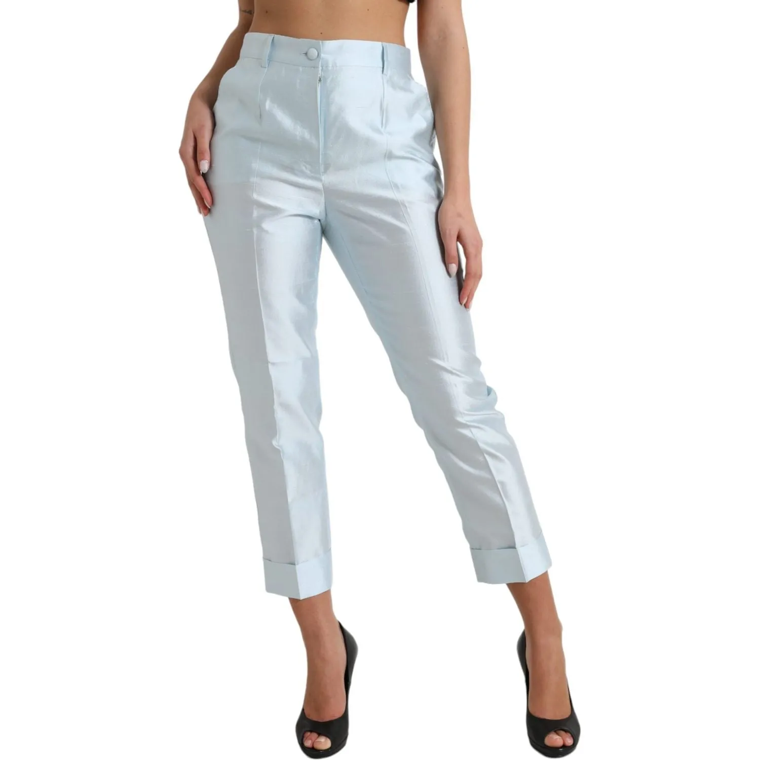 Dolce & Gabbana Chic Sky Blue High Waist Cropped Pants