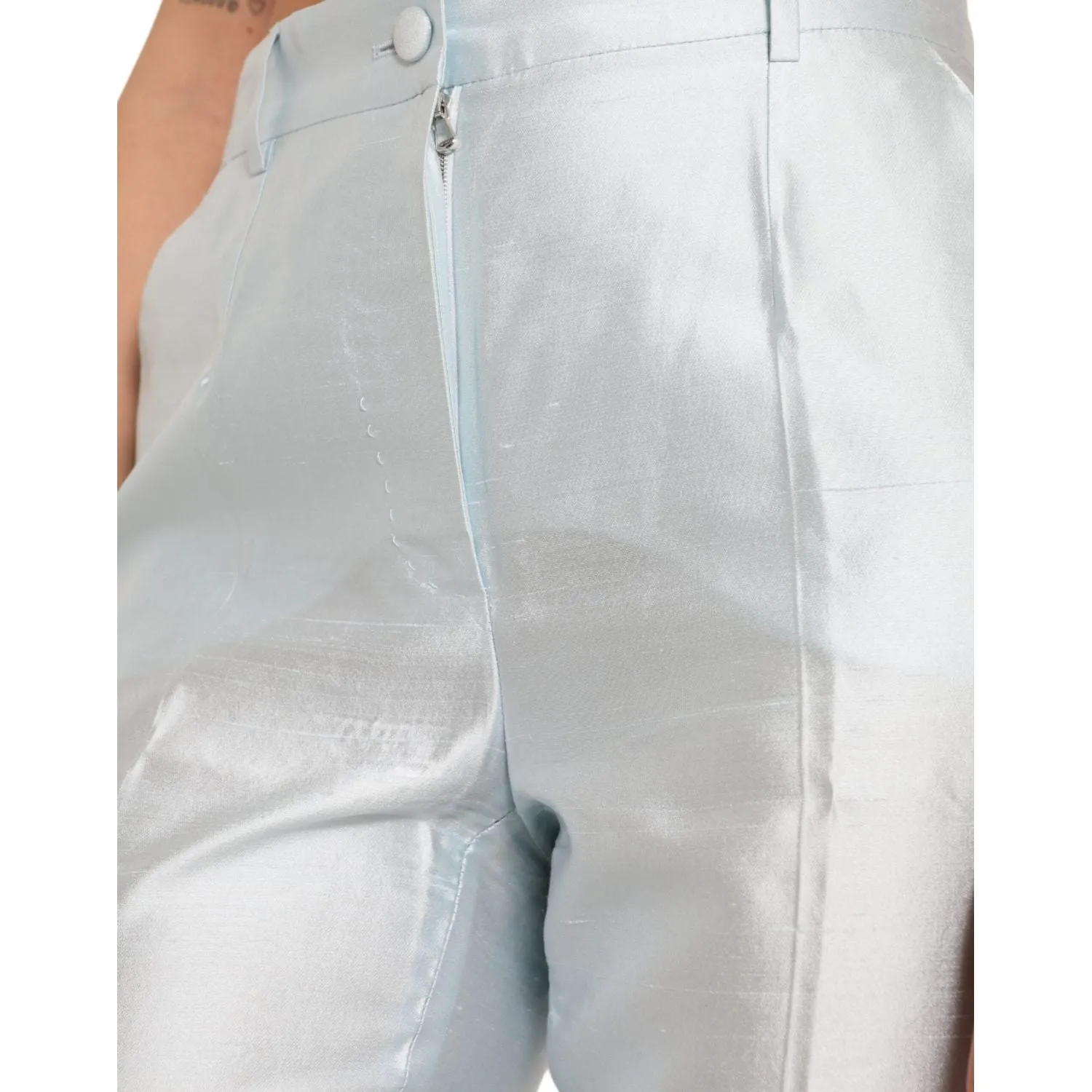 Dolce & Gabbana Chic Sky Blue High Waist Cropped Pants