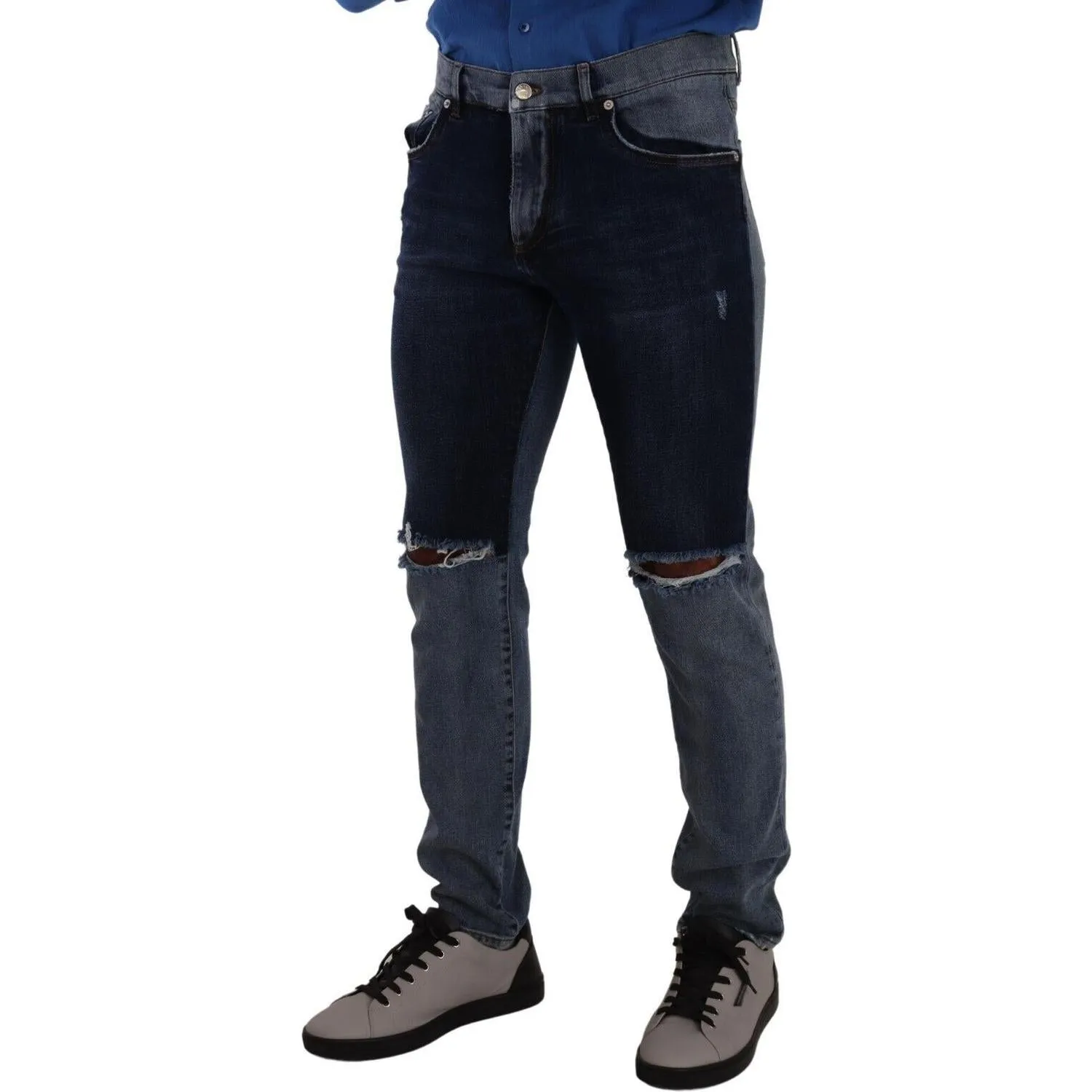 Dolce & Gabbana Chic Slim Fit Tattered Denim