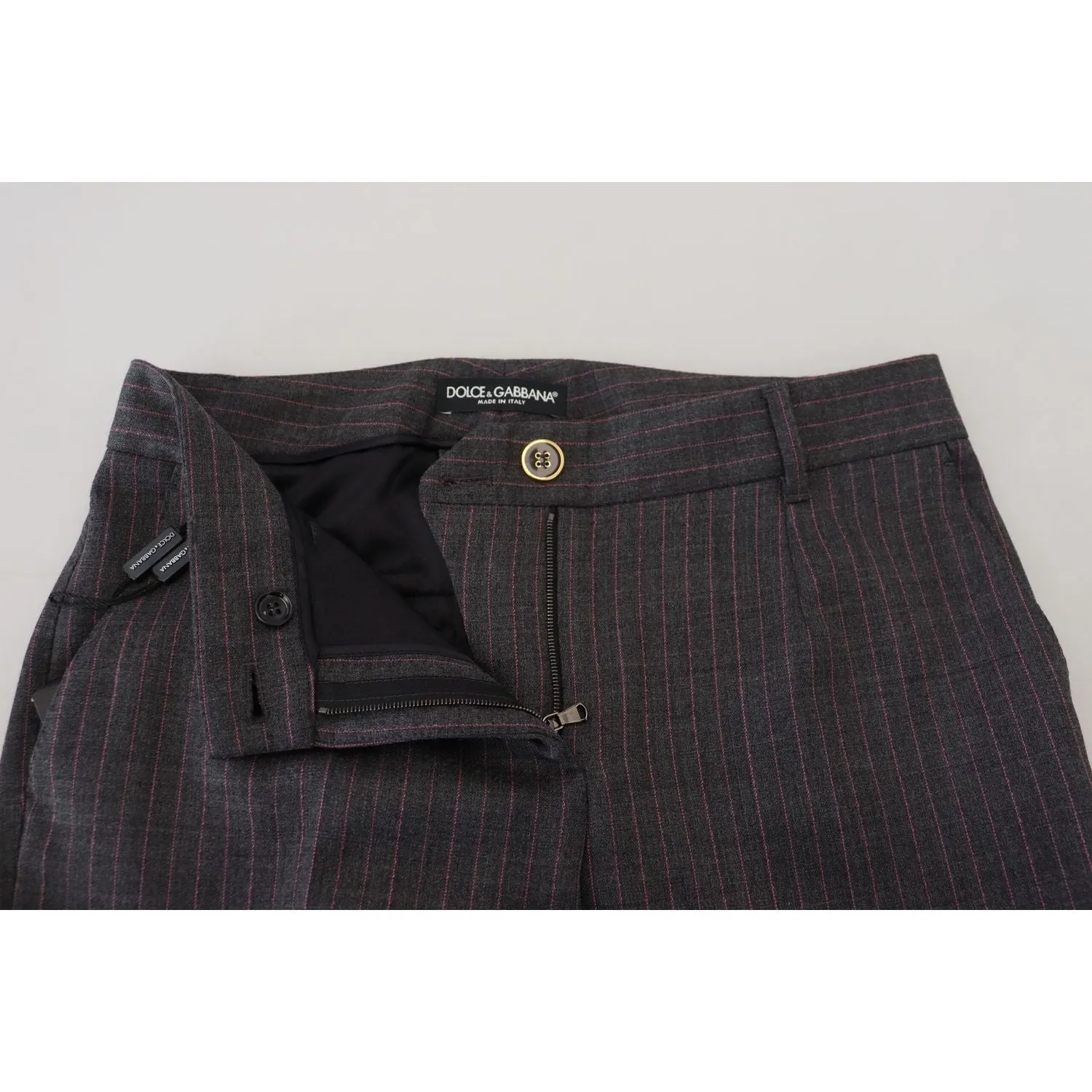 Dolce & Gabbana Elegant Gray Striped Tapered Pants