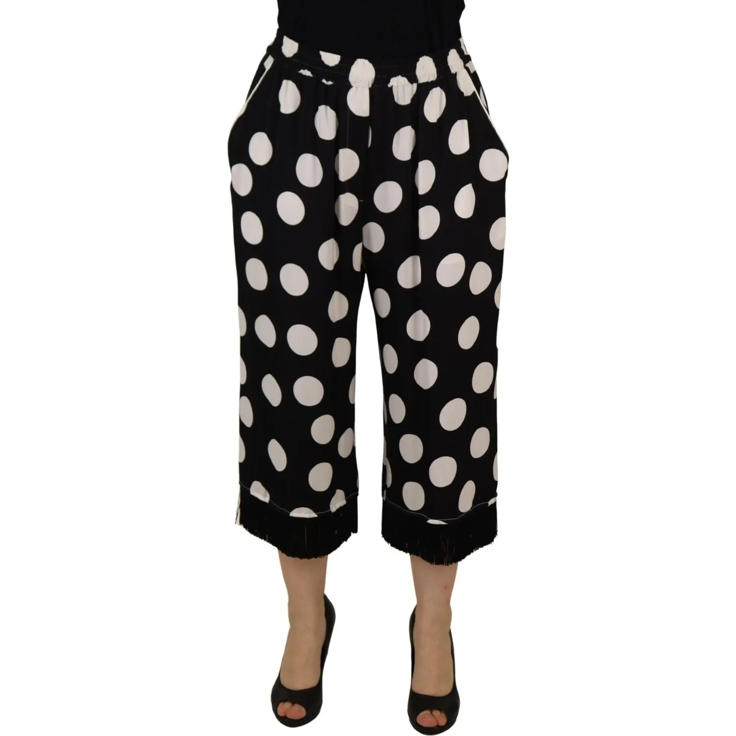 Dolce & Gabbana Polka Dot Silk Mid Waist Pants