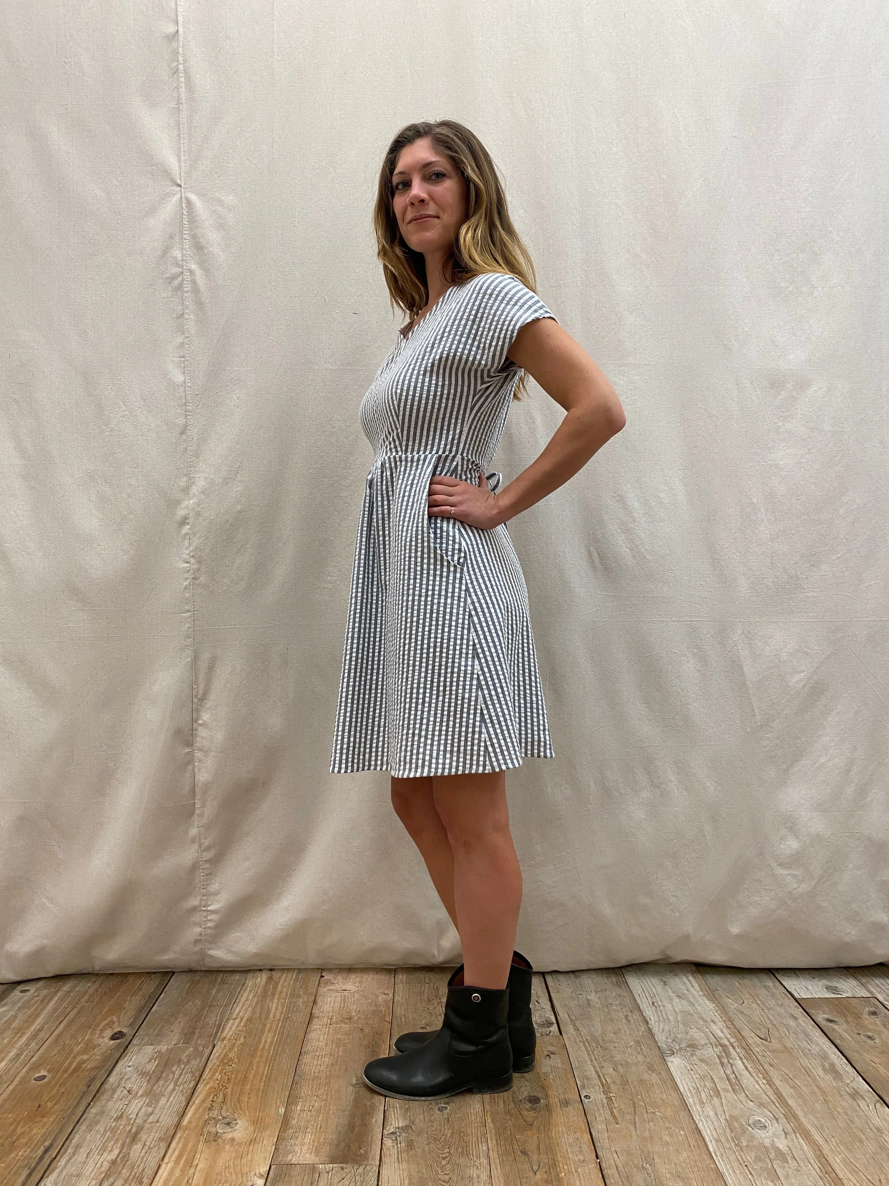 Dolman Dress in Seersucker