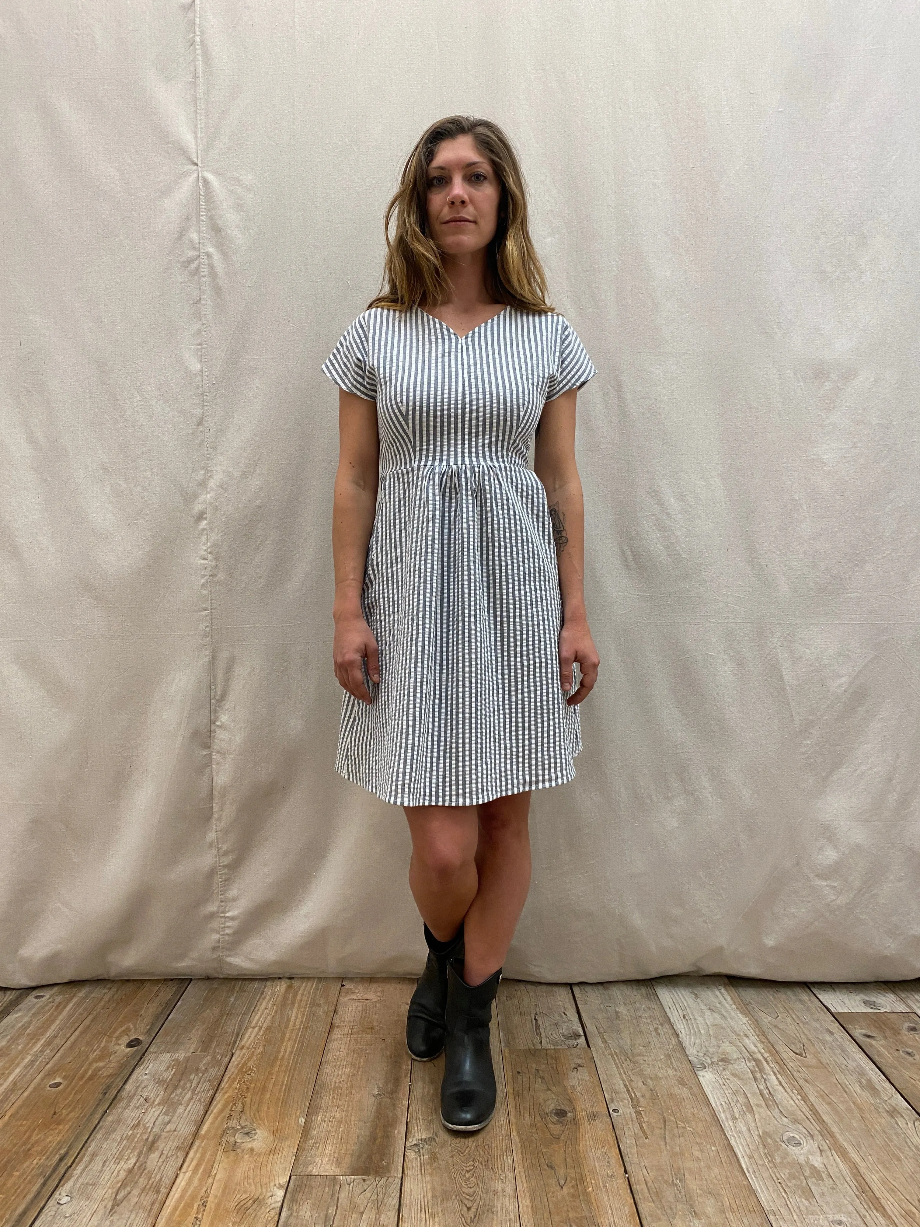 Dolman Dress in Seersucker