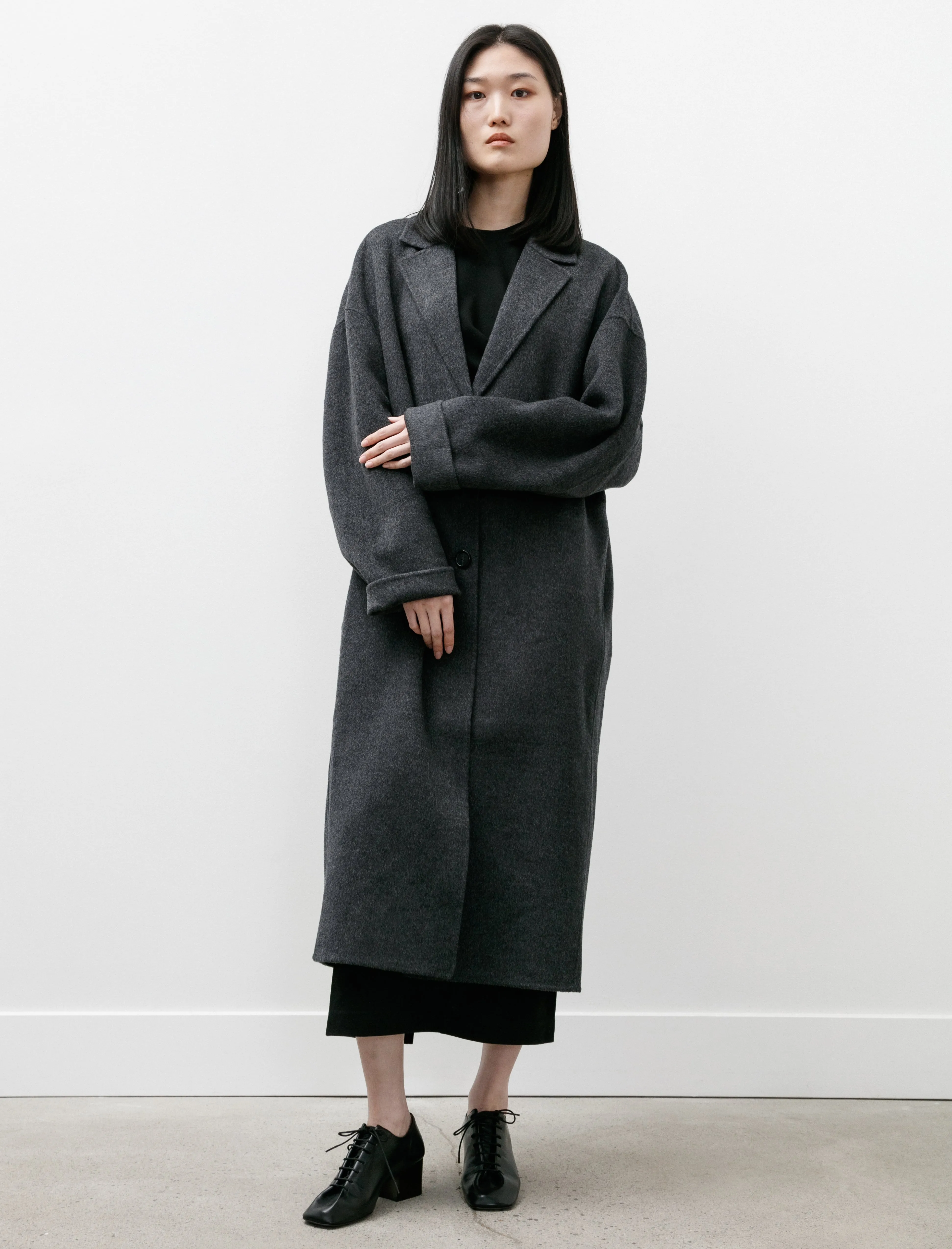 Doublé Cocoon Coat Charcoal Mélange