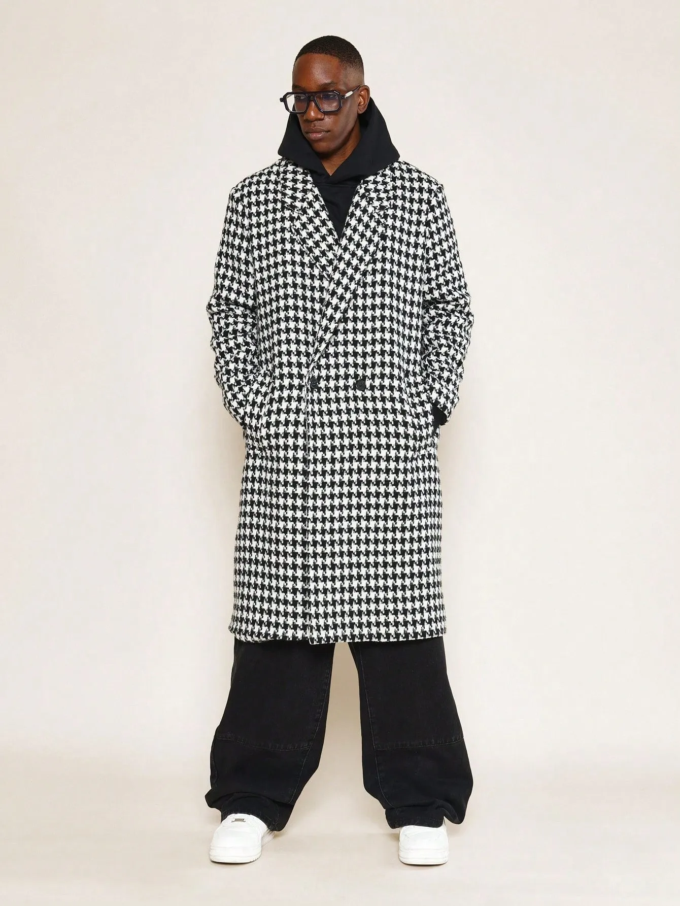 Double-Breasted Check Overcoat